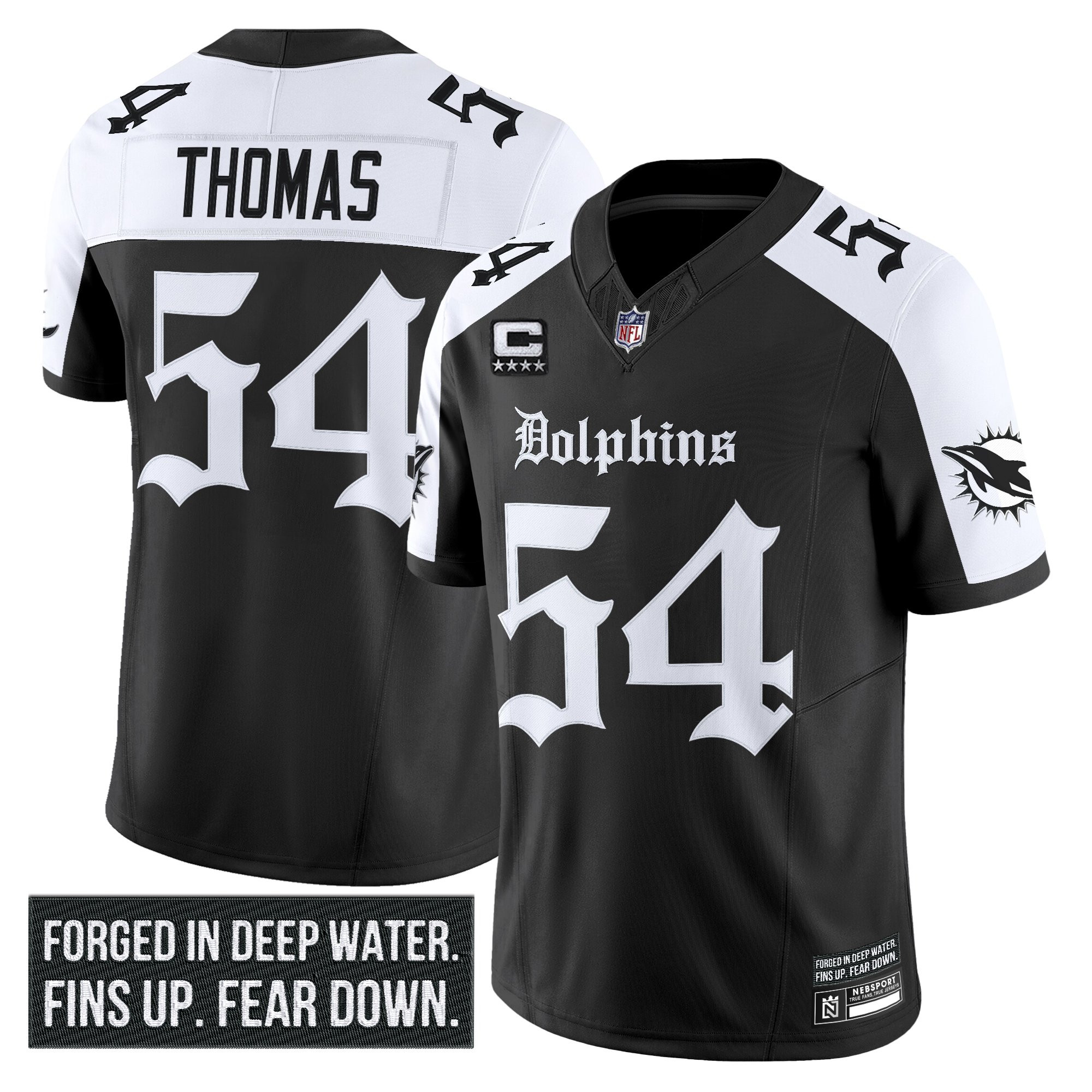 Zach Thomas Men's Miami Dolphins 'Gothic Deep Water Edition' Vapor Limited Alternate Jersey - All Stitched