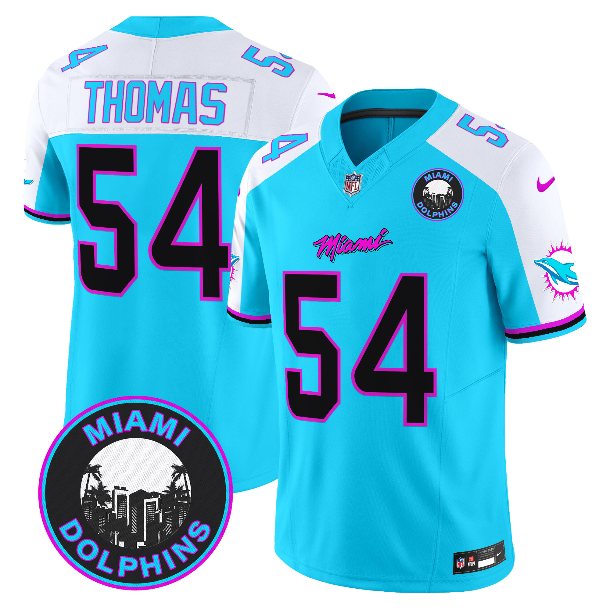 Zach Thomas Men's Miami Dolphins "Miami Vice" Vapor Limited Aqua Alternate Jersey - All Stitched