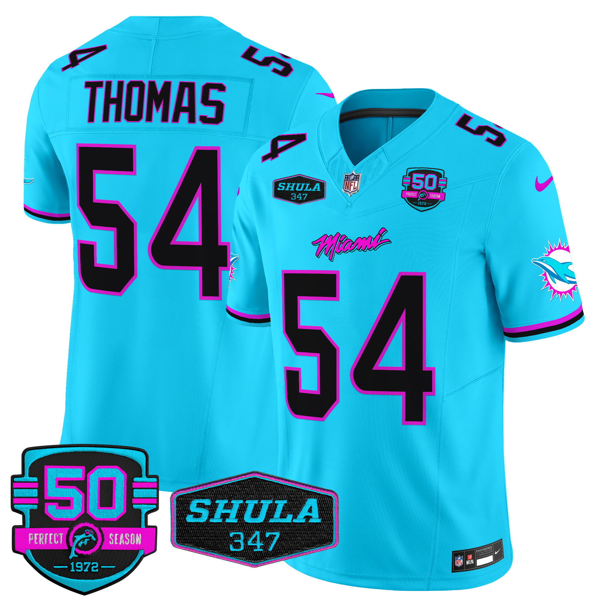 Zach Thomas Men's Miami Dolphins "Miami Vice" Vapor Limited Aqua Jersey - All Stitched