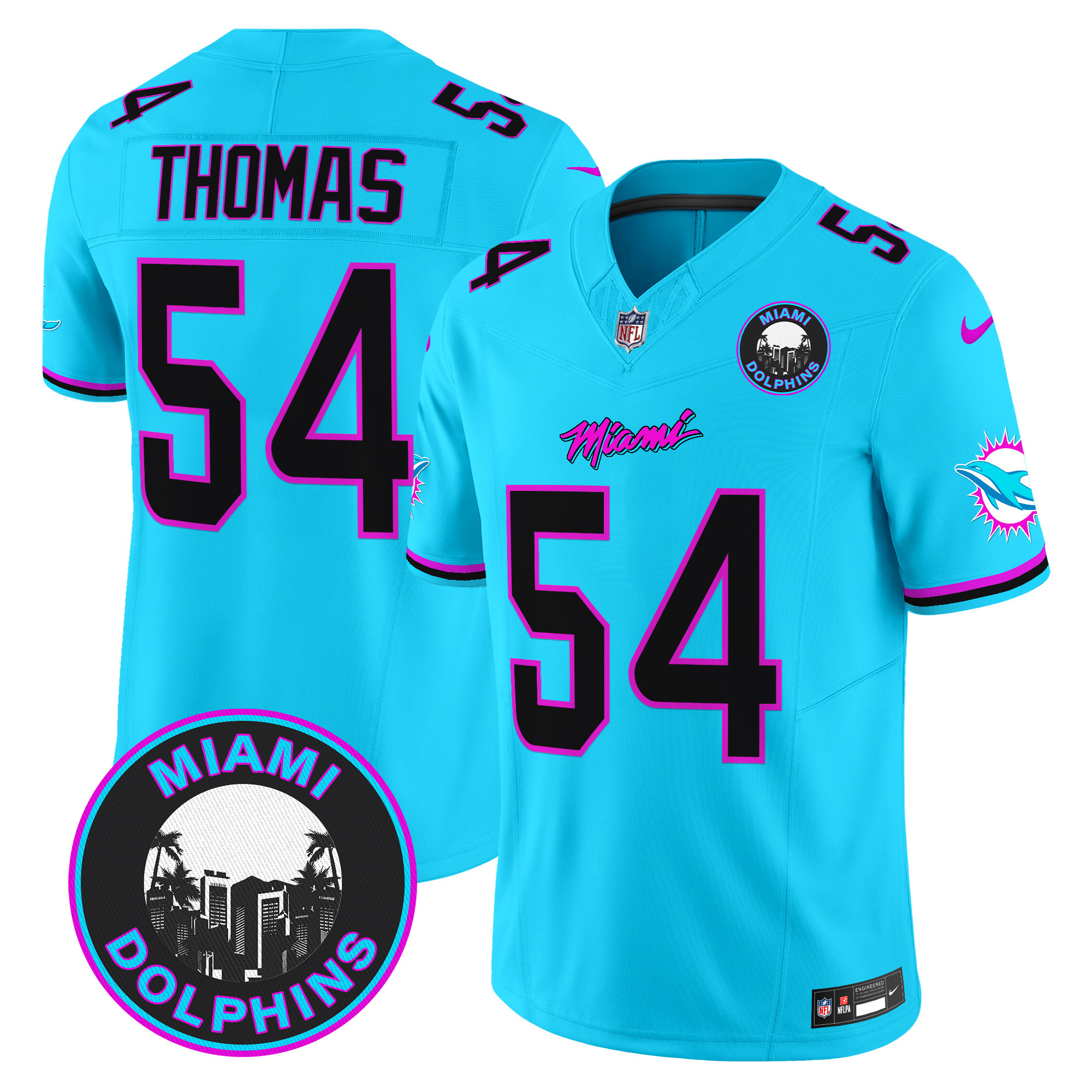 Zach Thomas Men's Miami Dolphins "Miami Vice" Vapor Limited Aqua Jersey - All Stitched