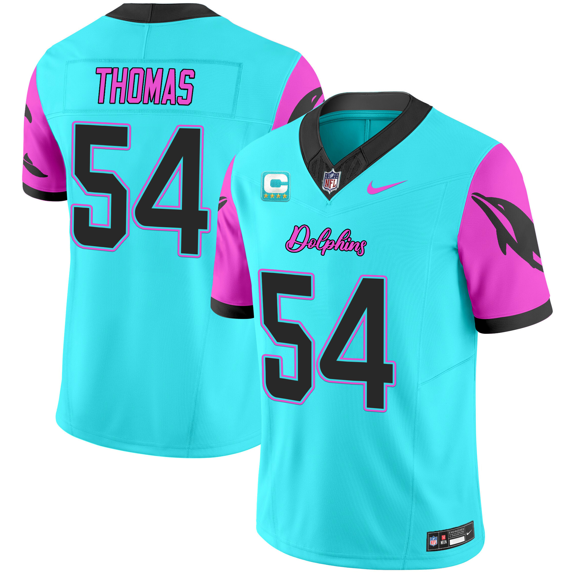 Zach Thomas Men's Miami Dolphins "Miami Vice" Vapor Limited Aqua Jersey - All Stitched