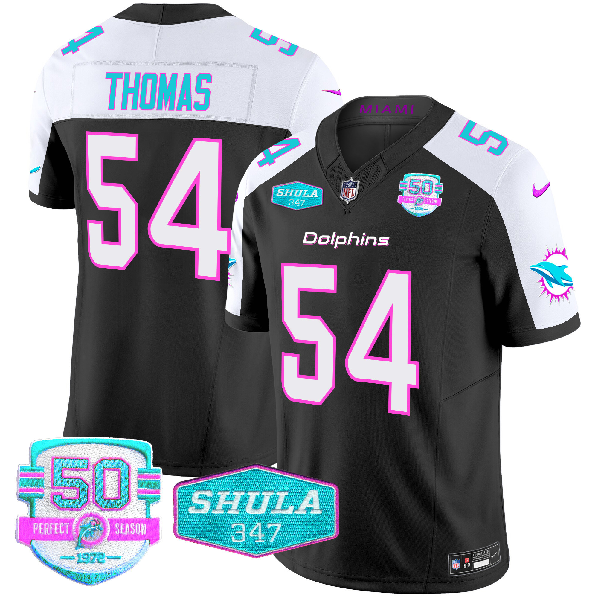 Zach Thomas Men's Miami Dolphins "Miami Vice" Vapor Limited Black Alternate Jersey - All Stitched