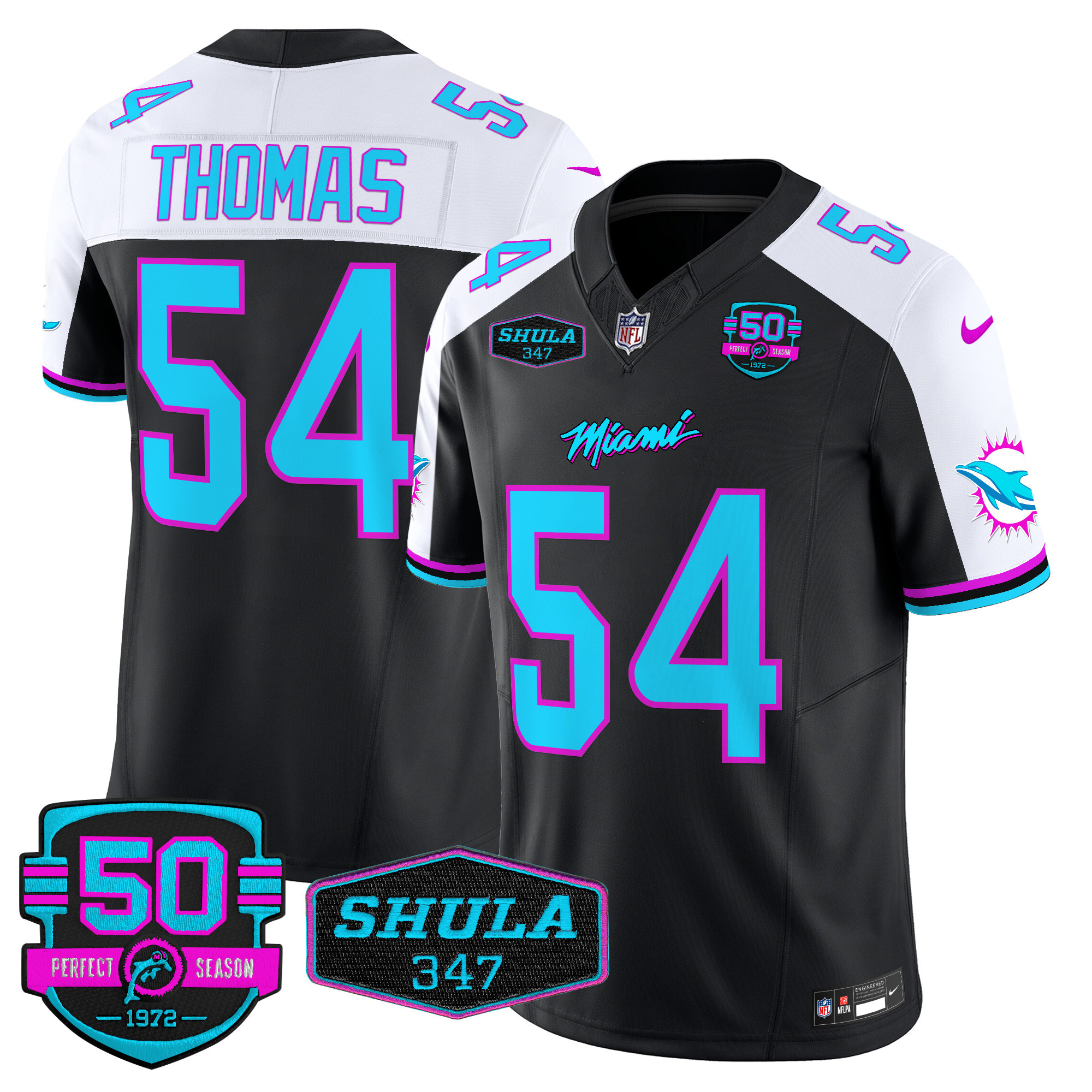 Zach Thomas Men's Miami Dolphins "Miami Vice" Vapor Limited Black Alternate Jersey - All Stitched