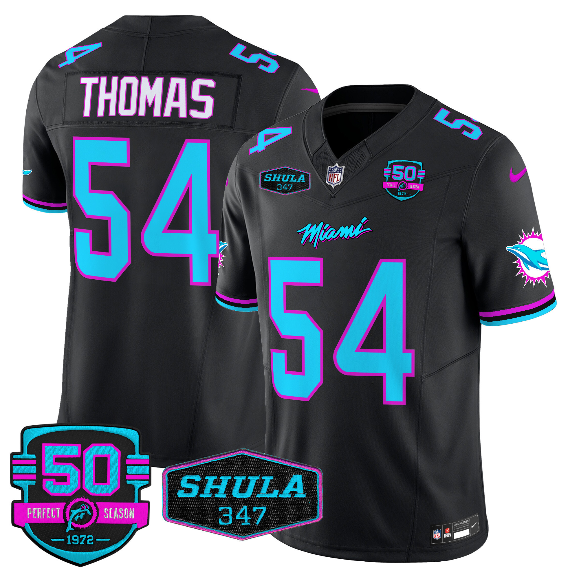 Zach Thomas Men's Miami Dolphins "Miami Vice" Vapor Limited Black Jersey - All Stitched