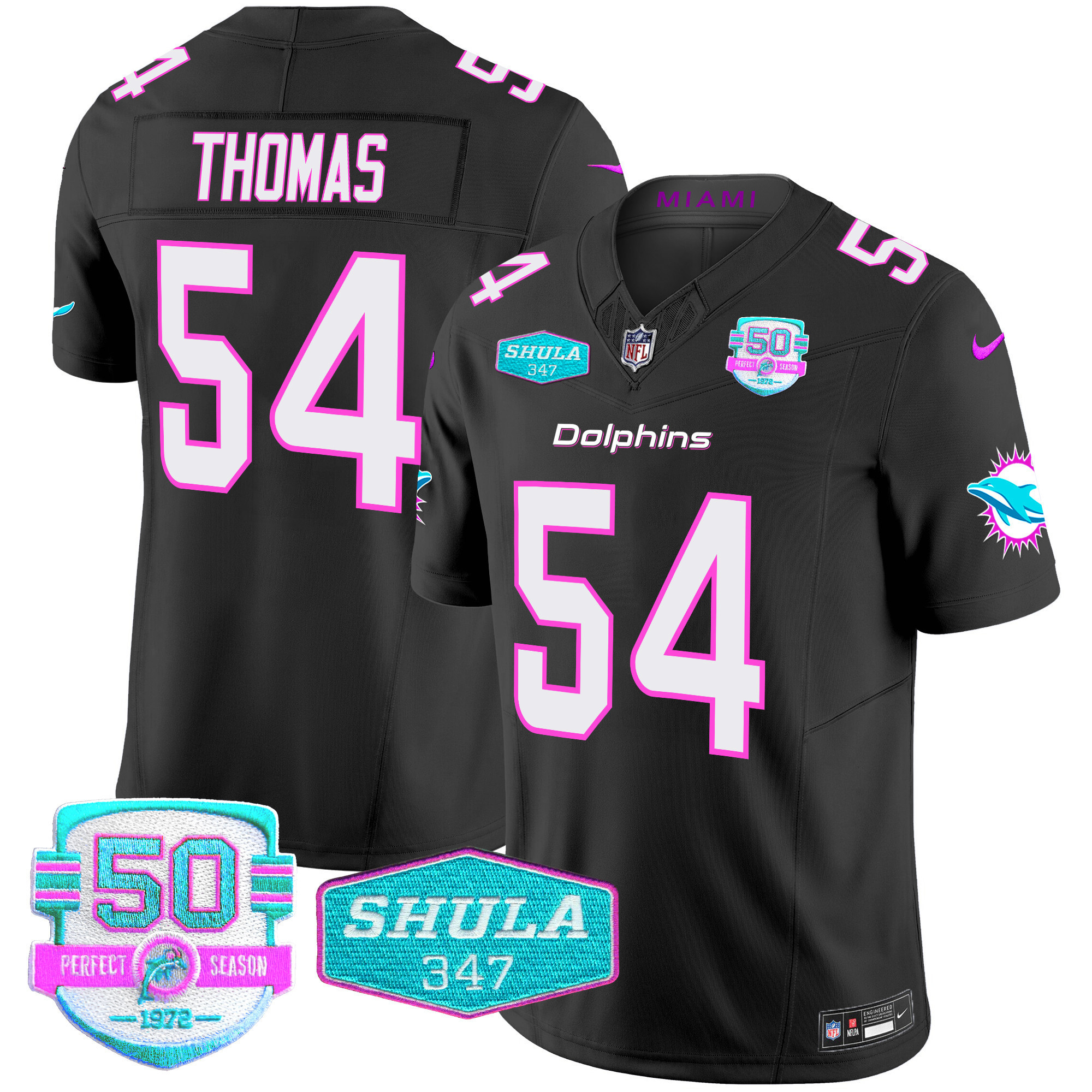 Zach Thomas Men's Miami Dolphins "Miami Vice" Vapor Limited Black Jersey - All Stitched