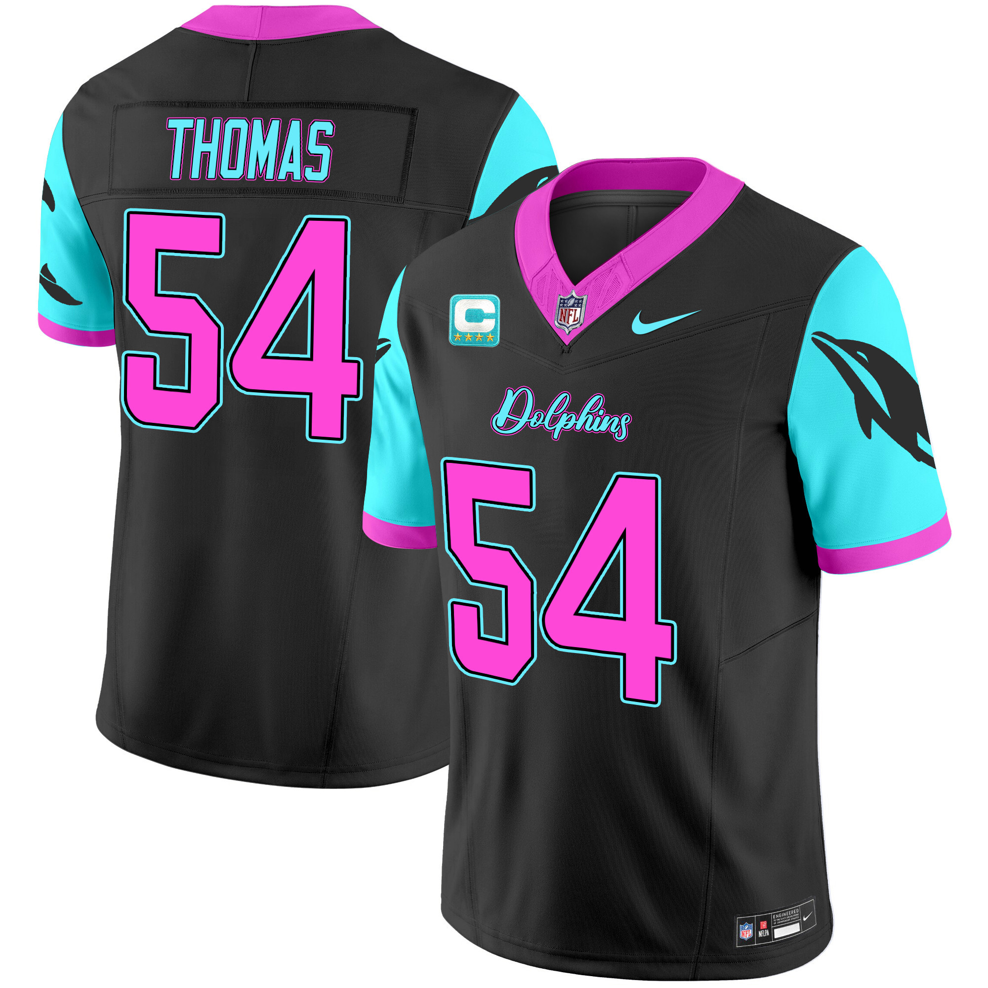 Zach Thomas Men's Miami Dolphins "Miami Vice" Vapor Limited Black Jersey - All Stitched