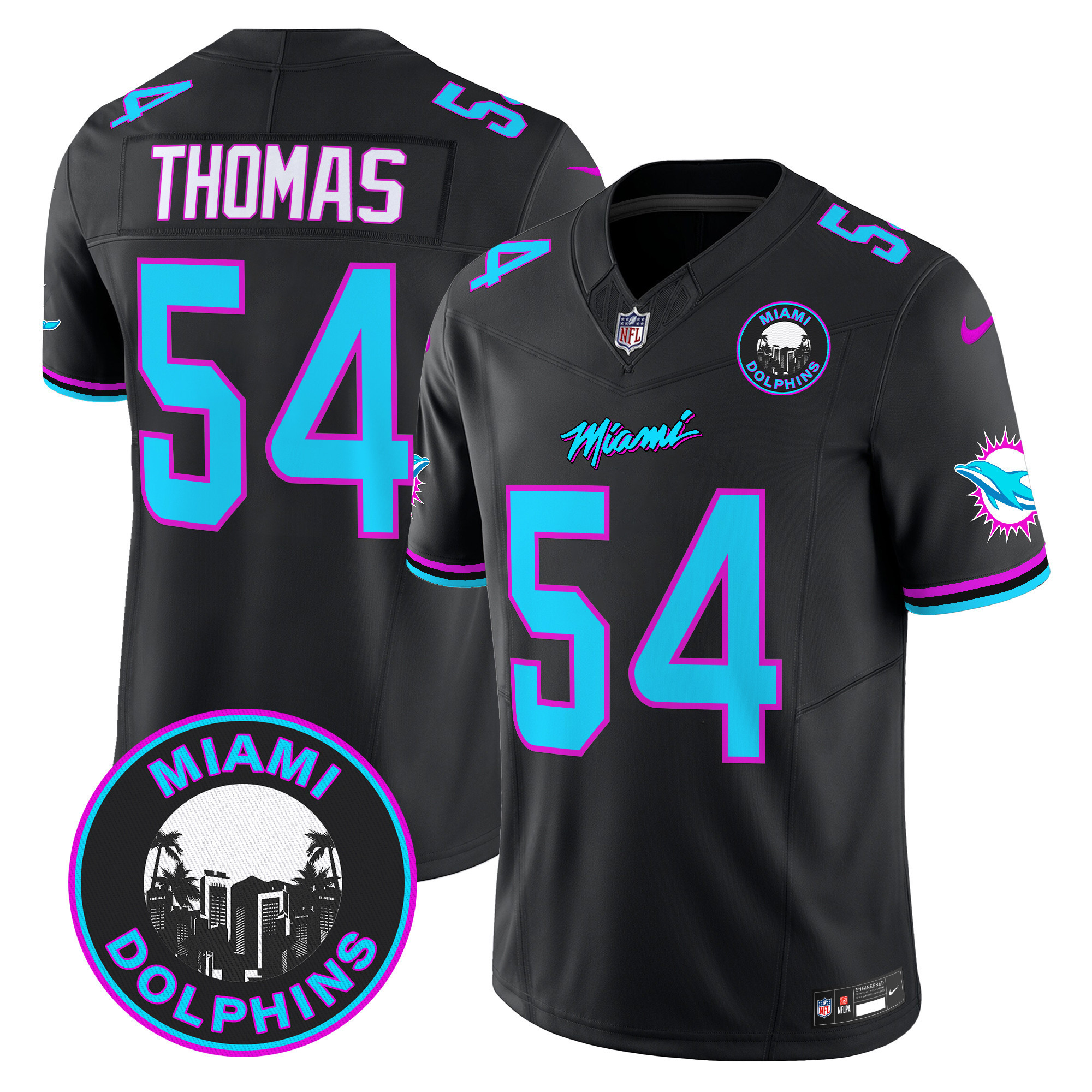 Zach Thomas Men's Miami Dolphins "Miami Vice" Vapor Limited Black Jersey - All Stitched