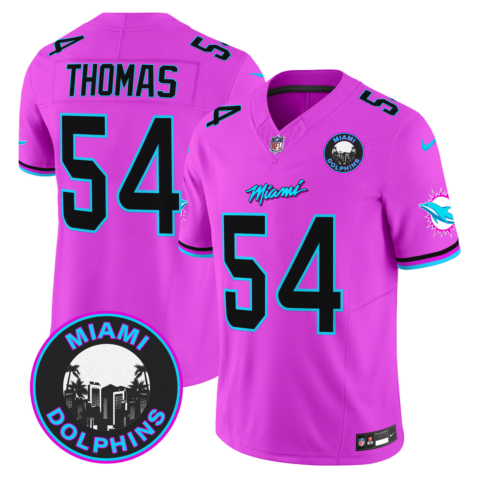 Zach Thomas Men's Miami Dolphins "Miami Vice" Vapor Limited Pink Jersey - All Stitched