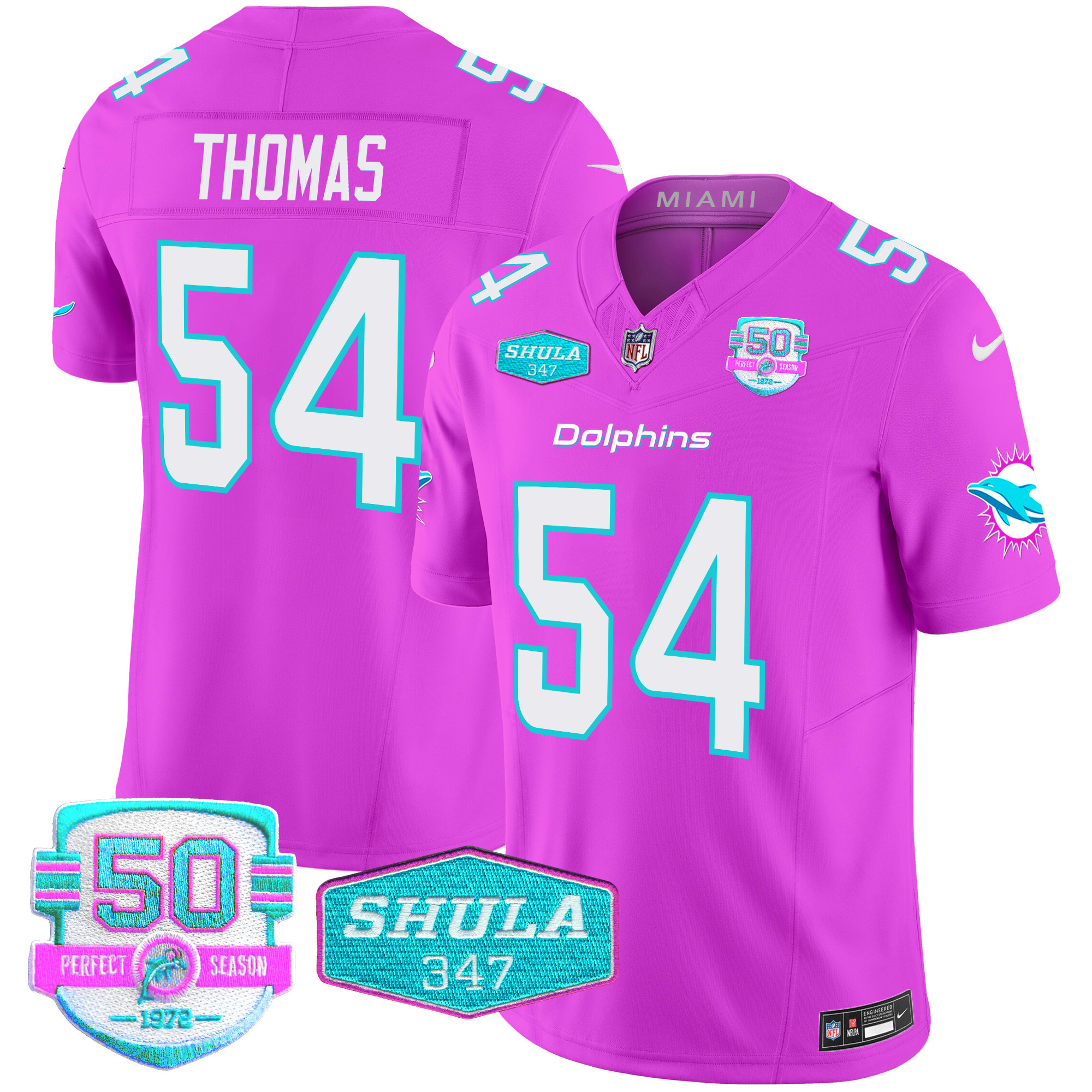 Zach Thomas Men's Miami Dolphins "Miami Vice" Vapor Limited Pink Jersey - All Stitched