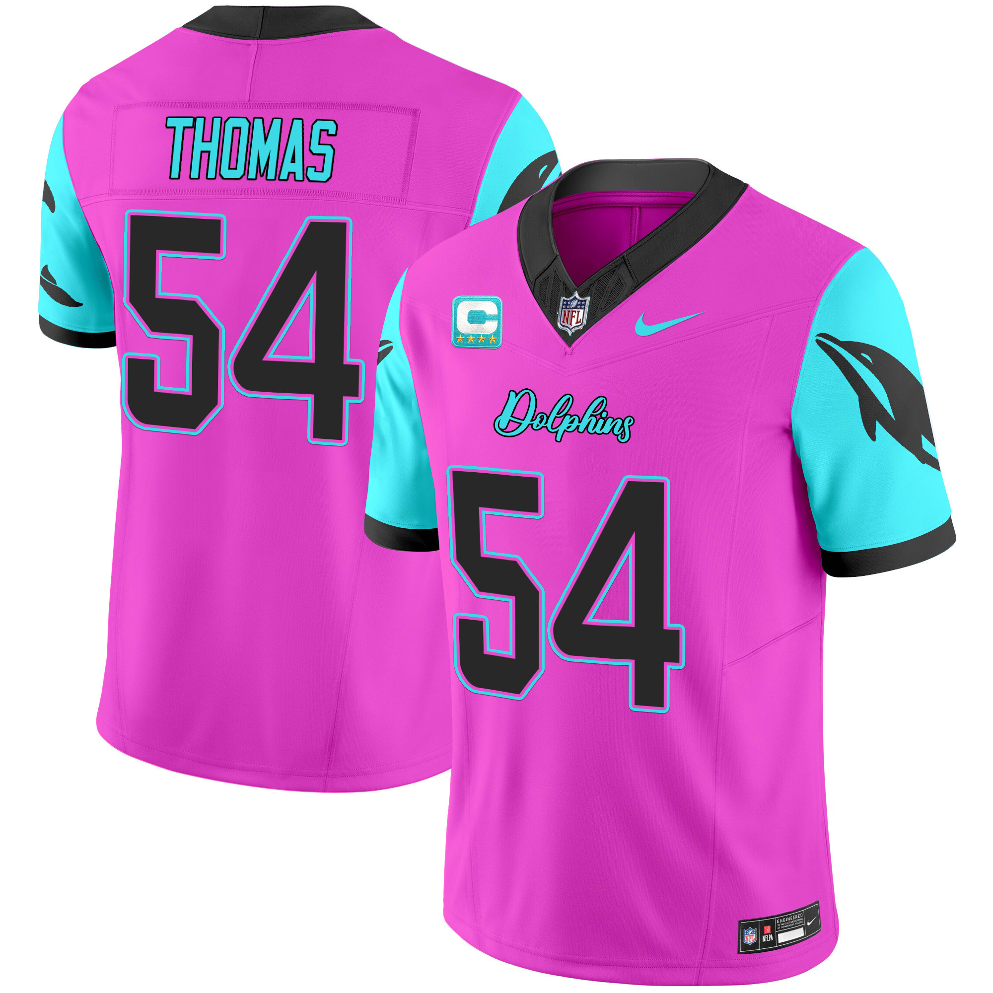 Zach Thomas Men's Miami Dolphins "Miami Vice" Vapor Limited Pink Jersey - All Stitched