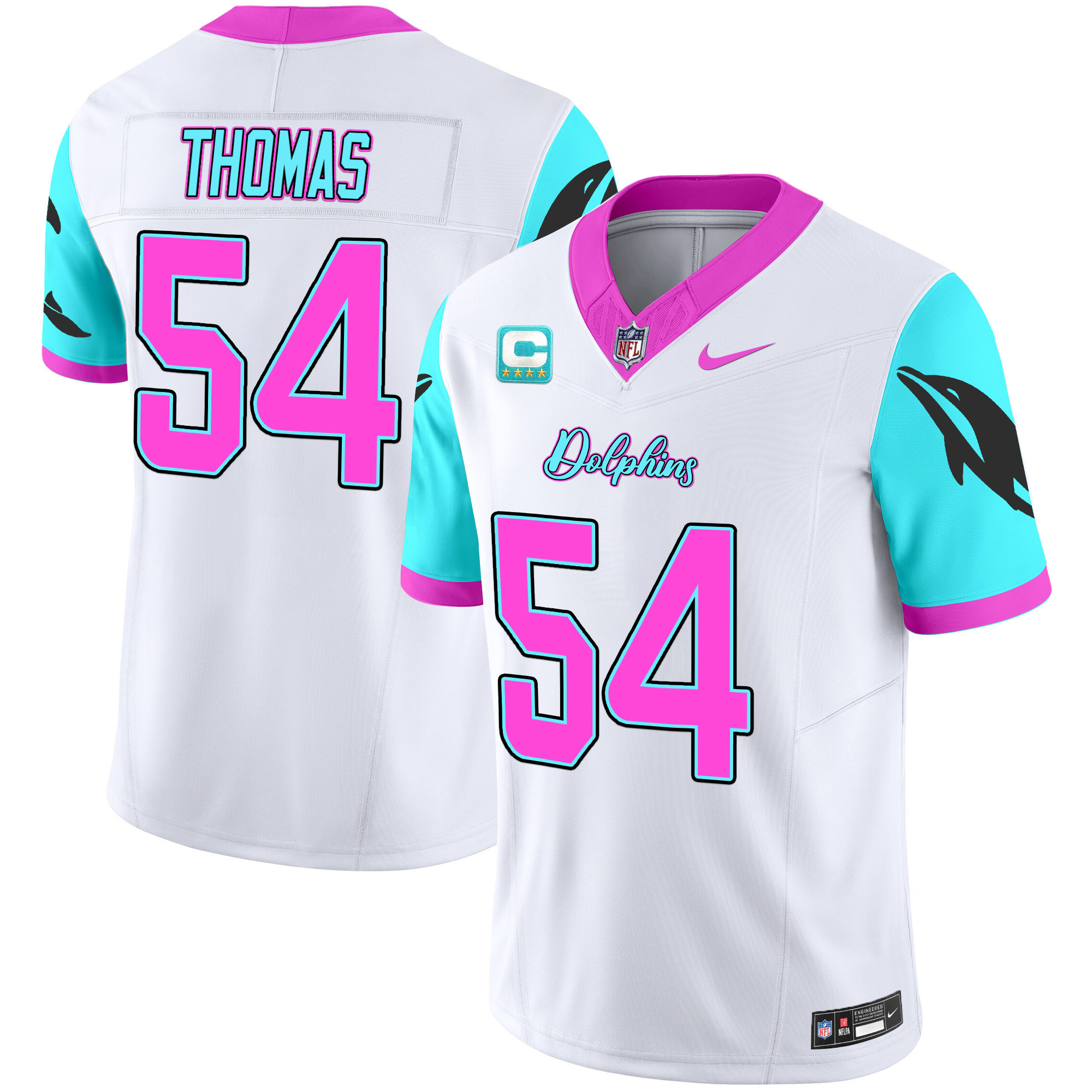Zach Thomas Men's Miami Dolphins "Miami Vice" Vapor Limited White Jersey - All Stitched