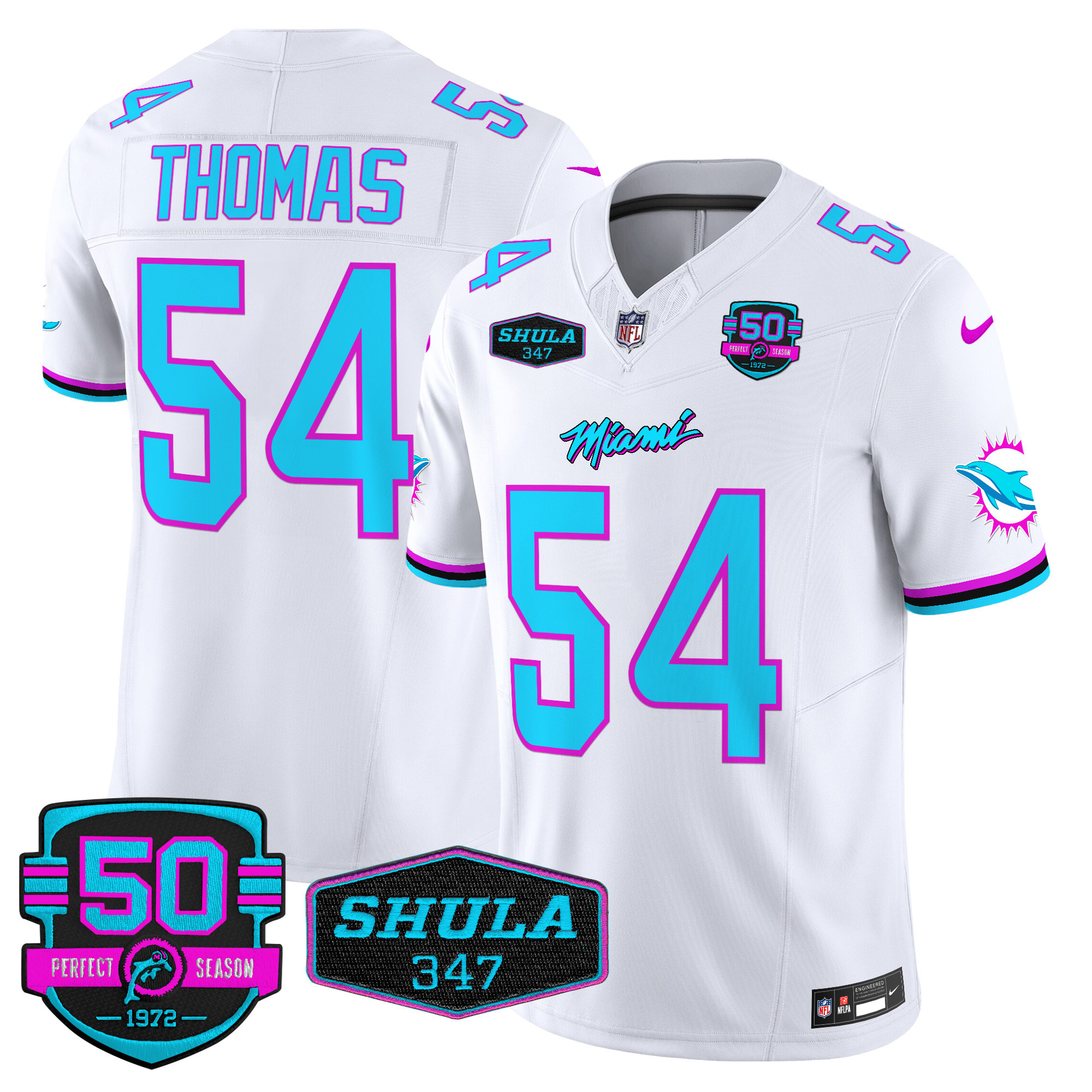 Zach Thomas Men's Miami Dolphins "Miami Vice" Vapor Limited White Jersey - All Stitched