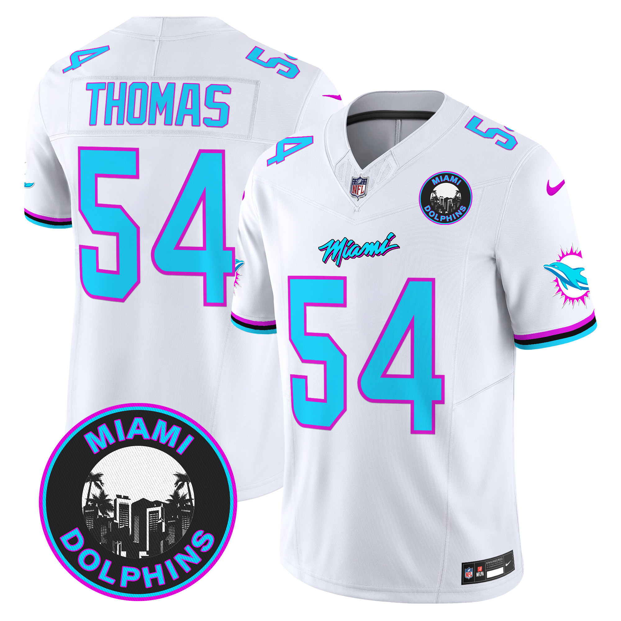 Zach Thomas Men's Miami Dolphins "Miami Vice" Vapor Limited White Jersey - All Stitched