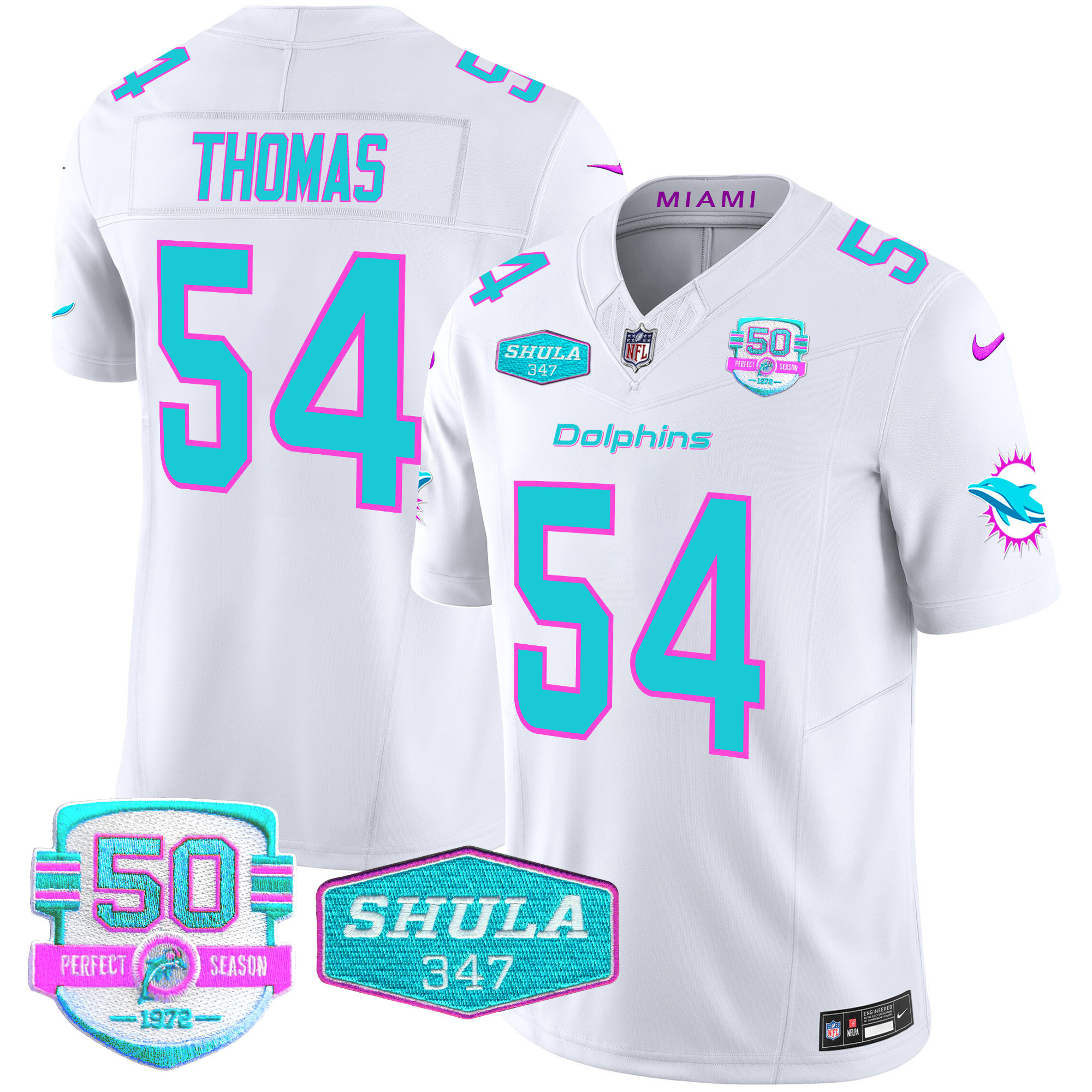 Zach Thomas Men's Miami Dolphins "Miami Vice" Vapor Limited White Jersey - All Stitched