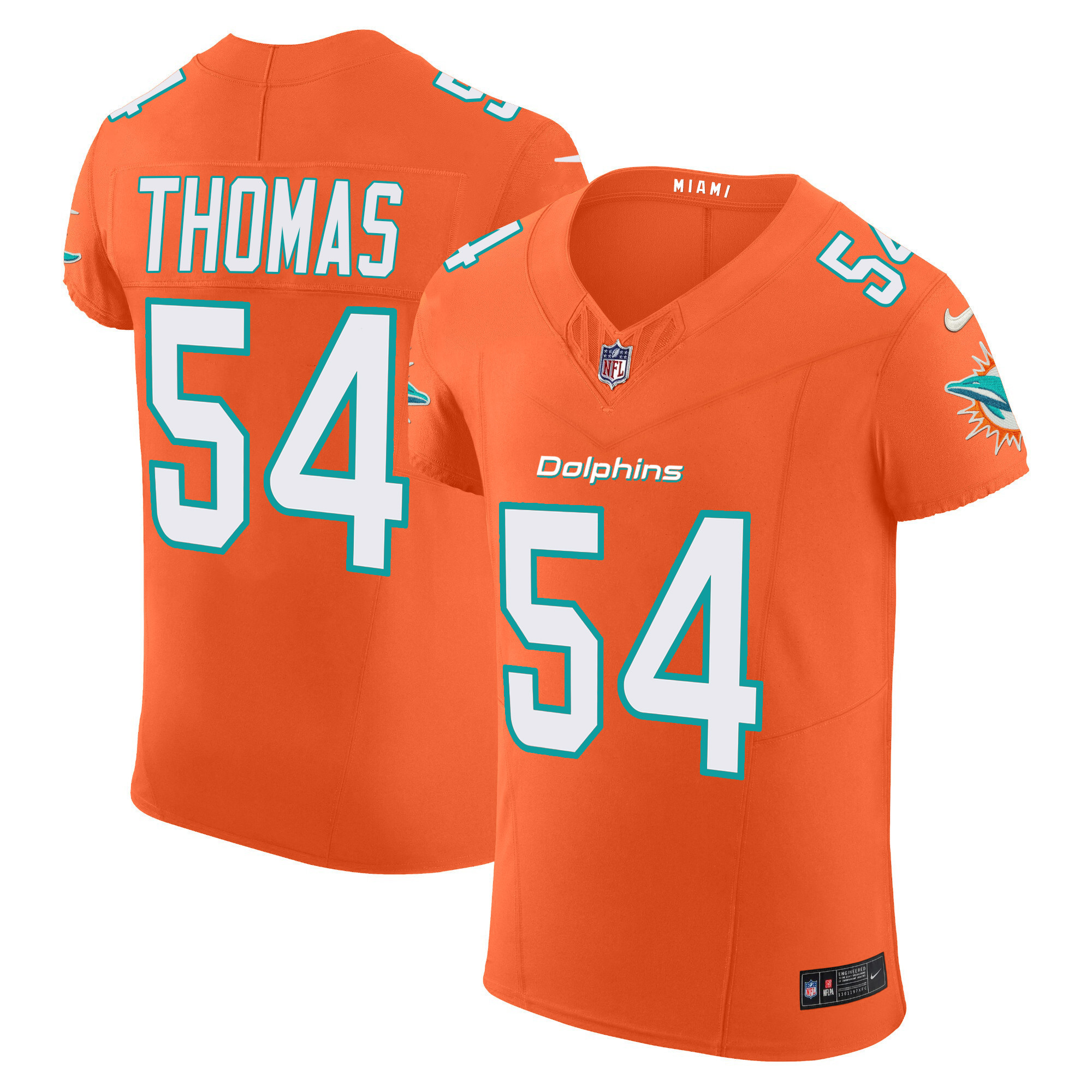 Zach Thomas Men's Miami Dolphins Vapor Elite Orange Jersey - All Stitched