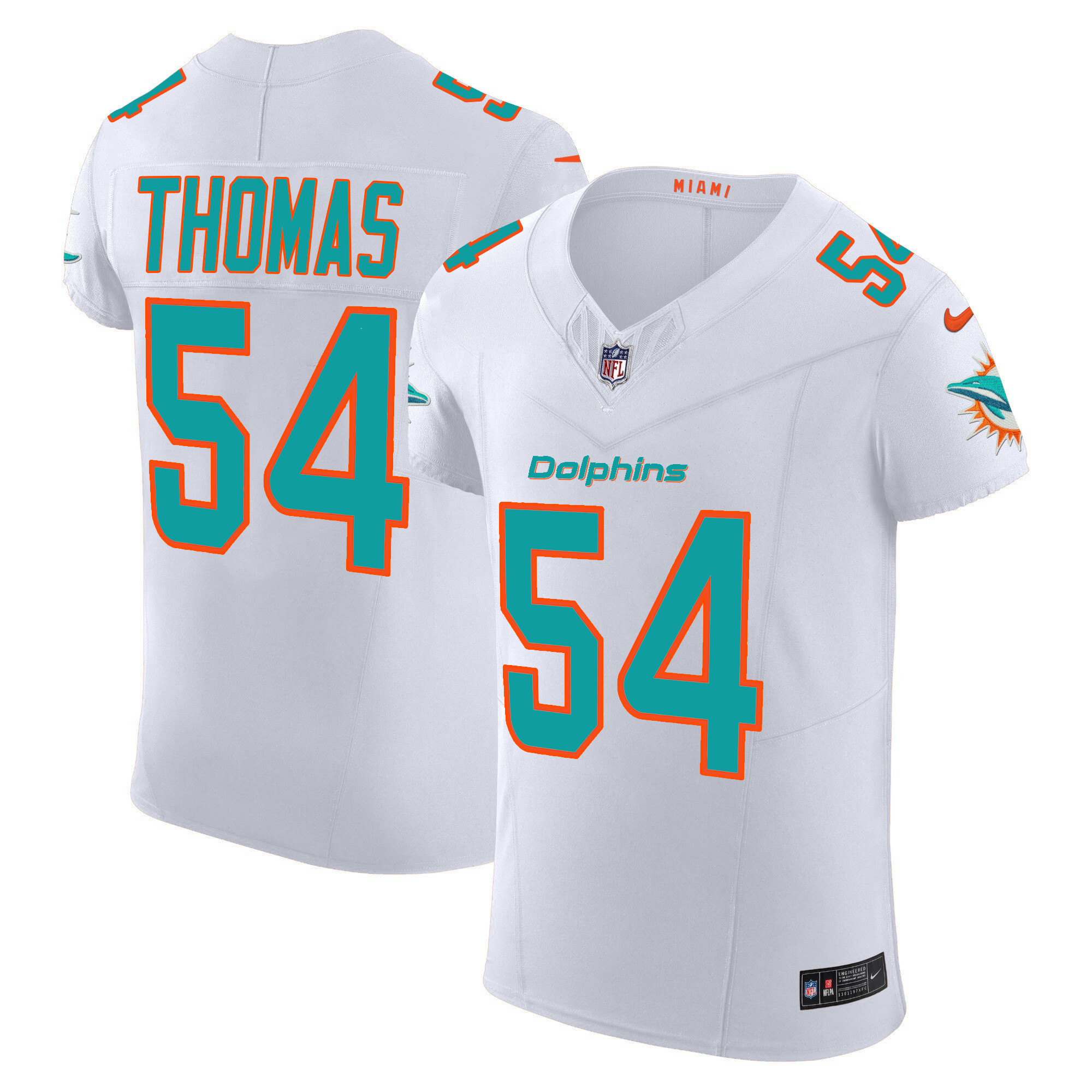 Zach Thomas Men's Miami Dolphins Vapor Elite White Jersey - All Stitched