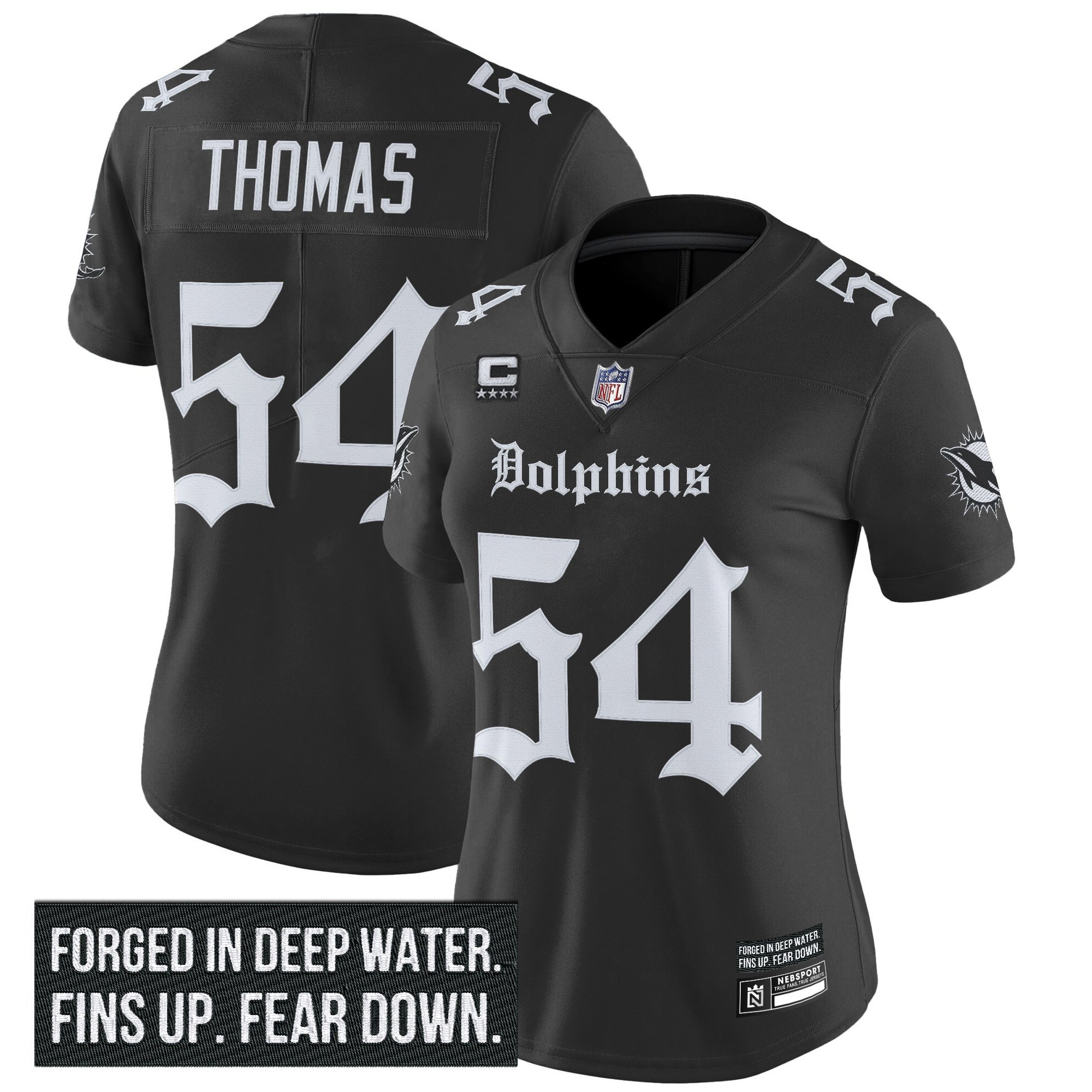 Zach Thomas Women's Miami Dolphins 'Gothic Deep Water Edition' Vapor Limited Black Jersey - All Stitched