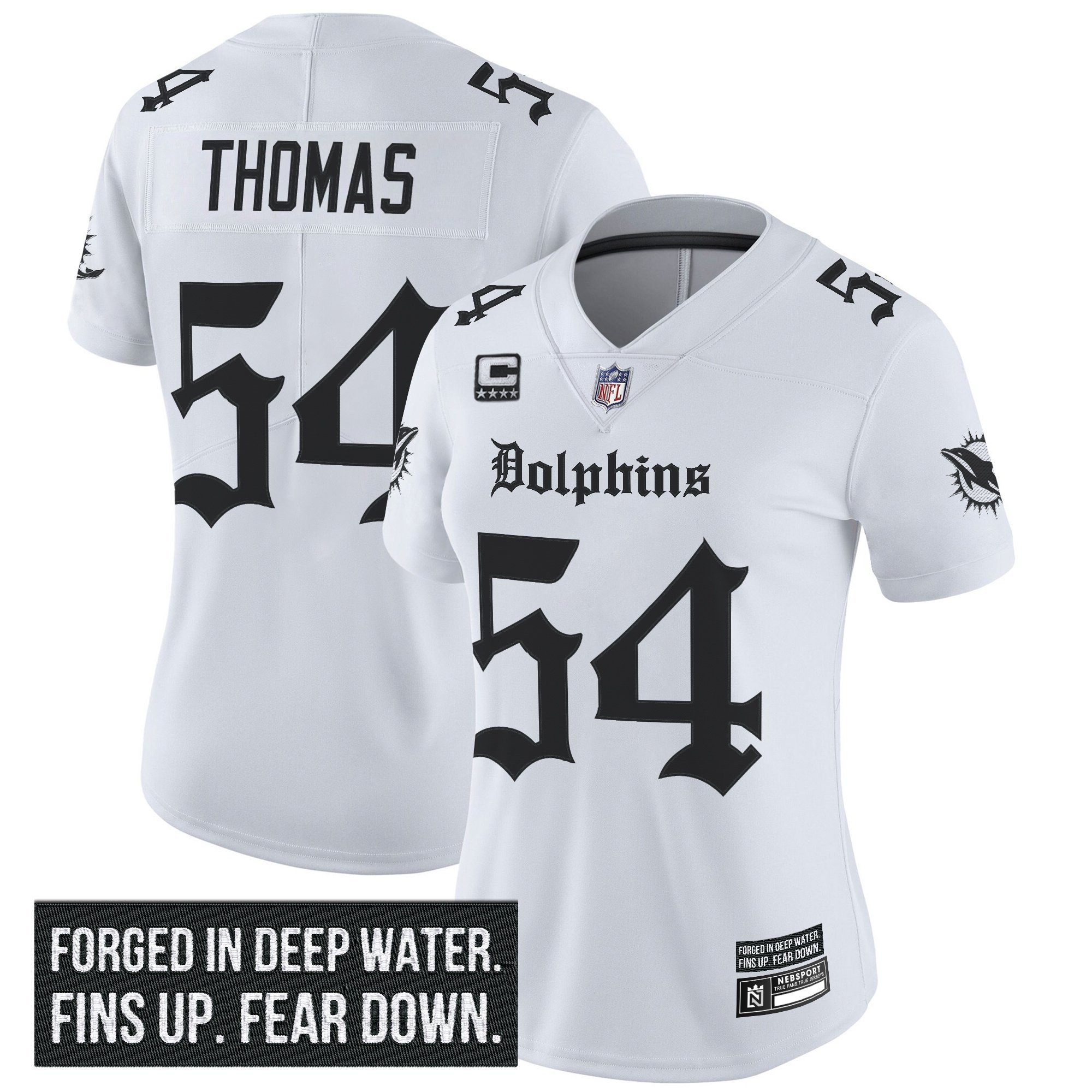 Zach Thomas Women's Miami Dolphins 'Gothic Deep Water Edition' Vapor Limited White Jersey - All Stitched