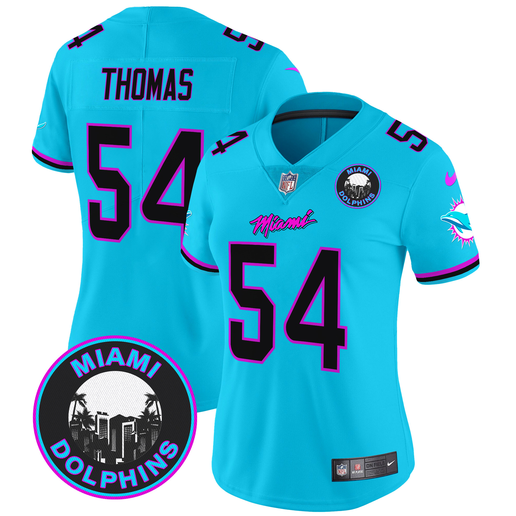 Zach Thomas Women's Miami Dolphins "Miami Vice" Vapor Limited Aqua Jersey - All Stitched