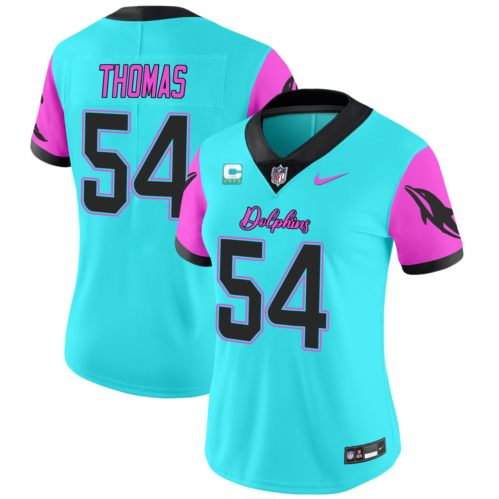 Zach Thomas Women's Miami Dolphins Miami Vice Vapor Limited Aqua Jersey - All Stitched