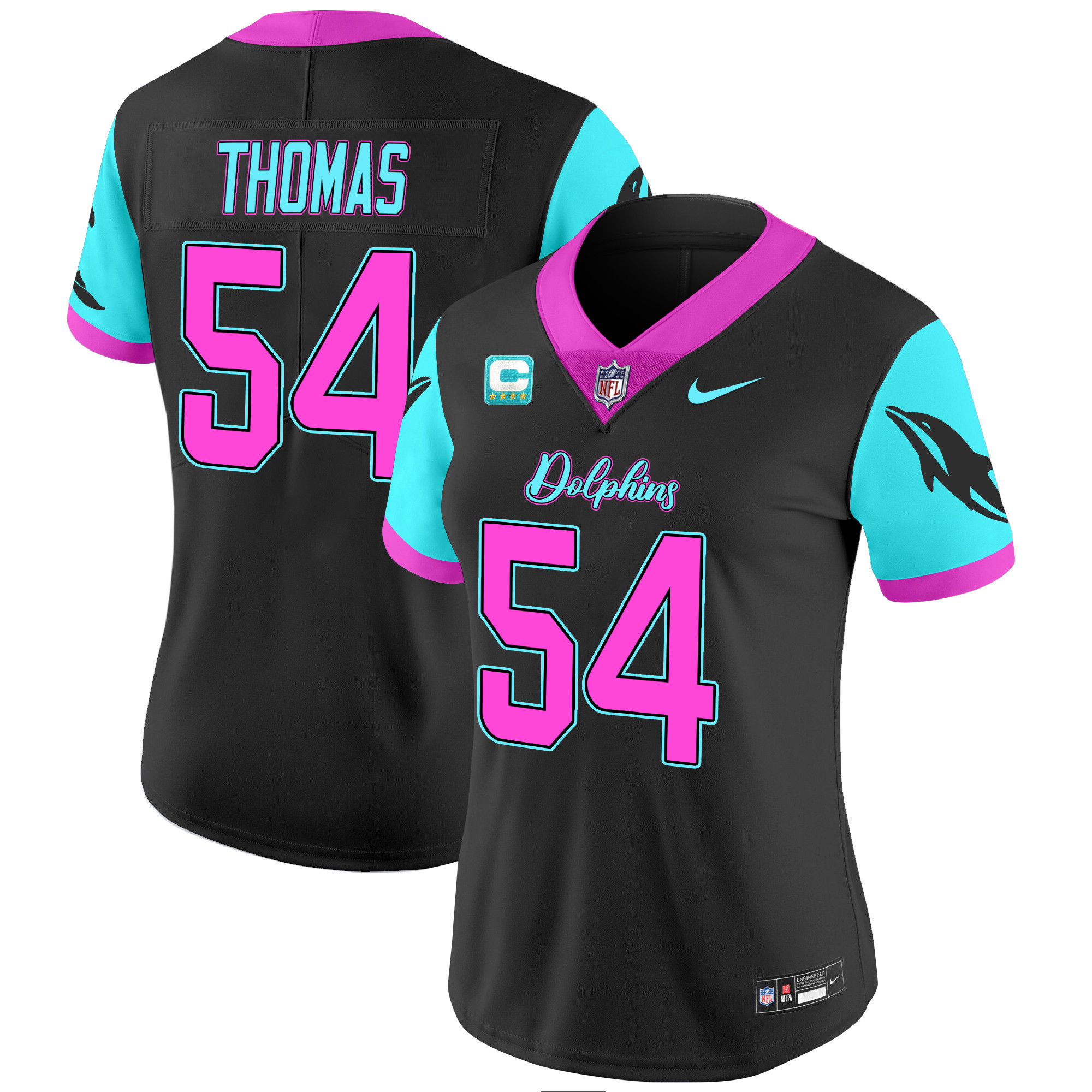 Zach Thomas Women's Miami Dolphins Miami Vice Vapor Limited Black Jersey - All Stitched