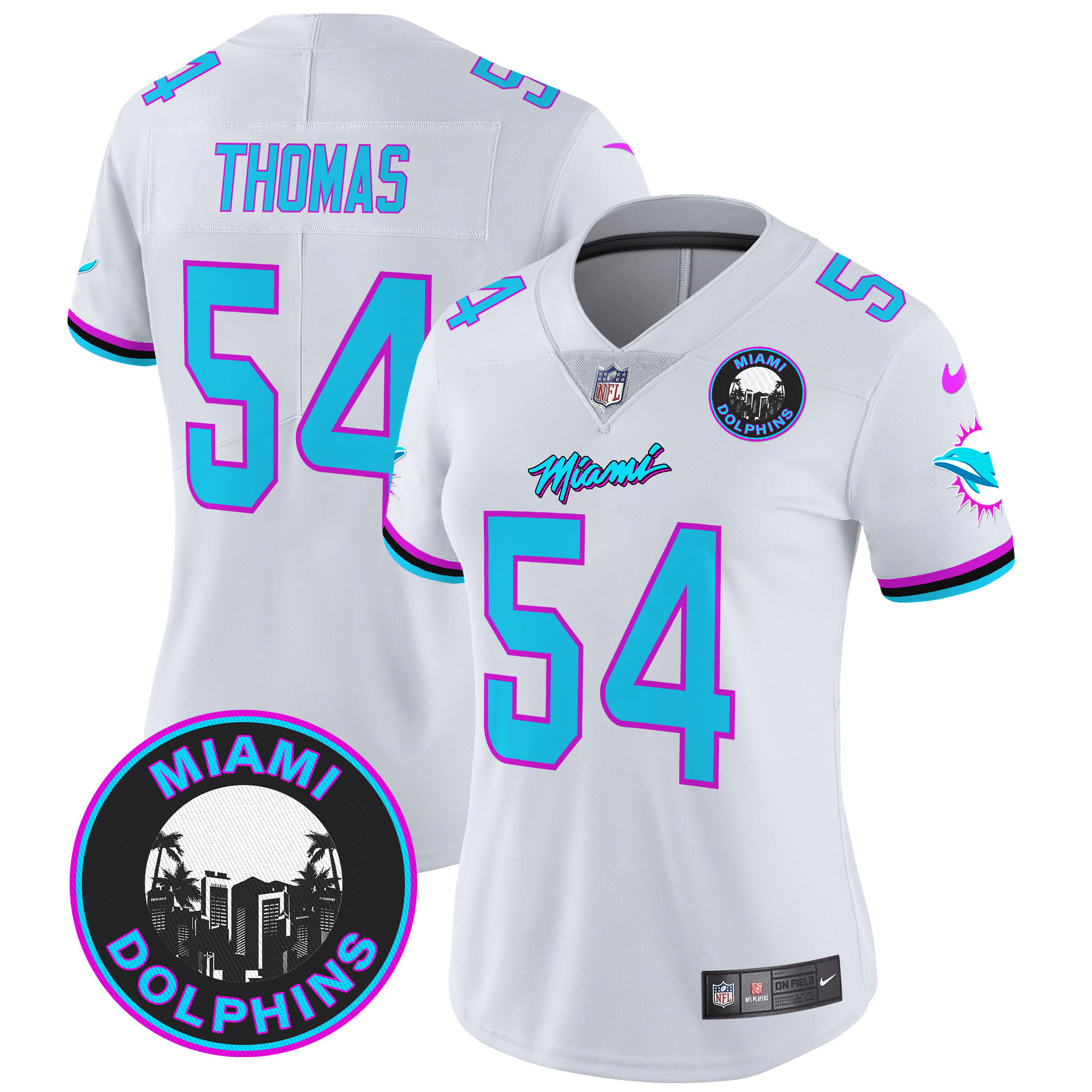 Zach Thomas Women's Miami Dolphins "Miami Vice" Vapor Limited White Jersey - All Stitched