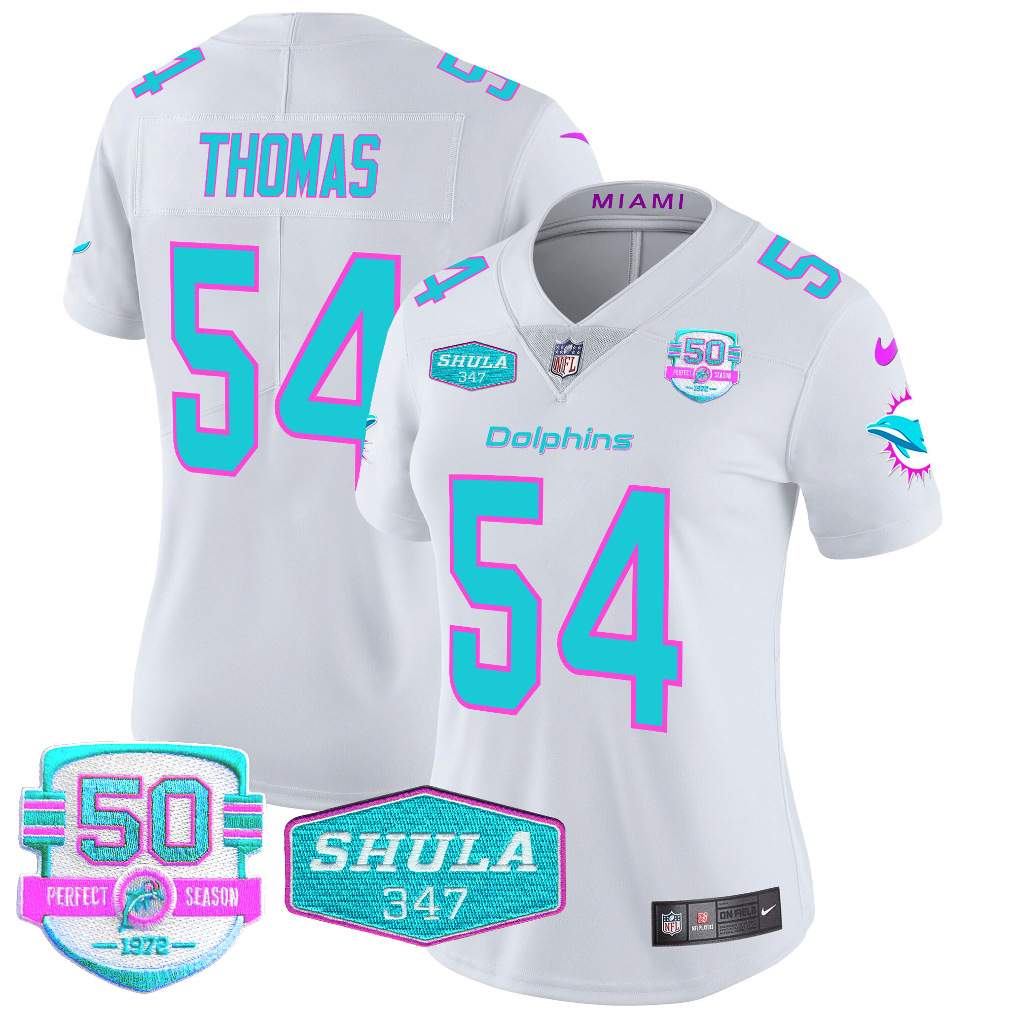 Zach Thomas Women's Miami Dolphins "Miami Vice" Vapor Limited White Jersey - All Stitched