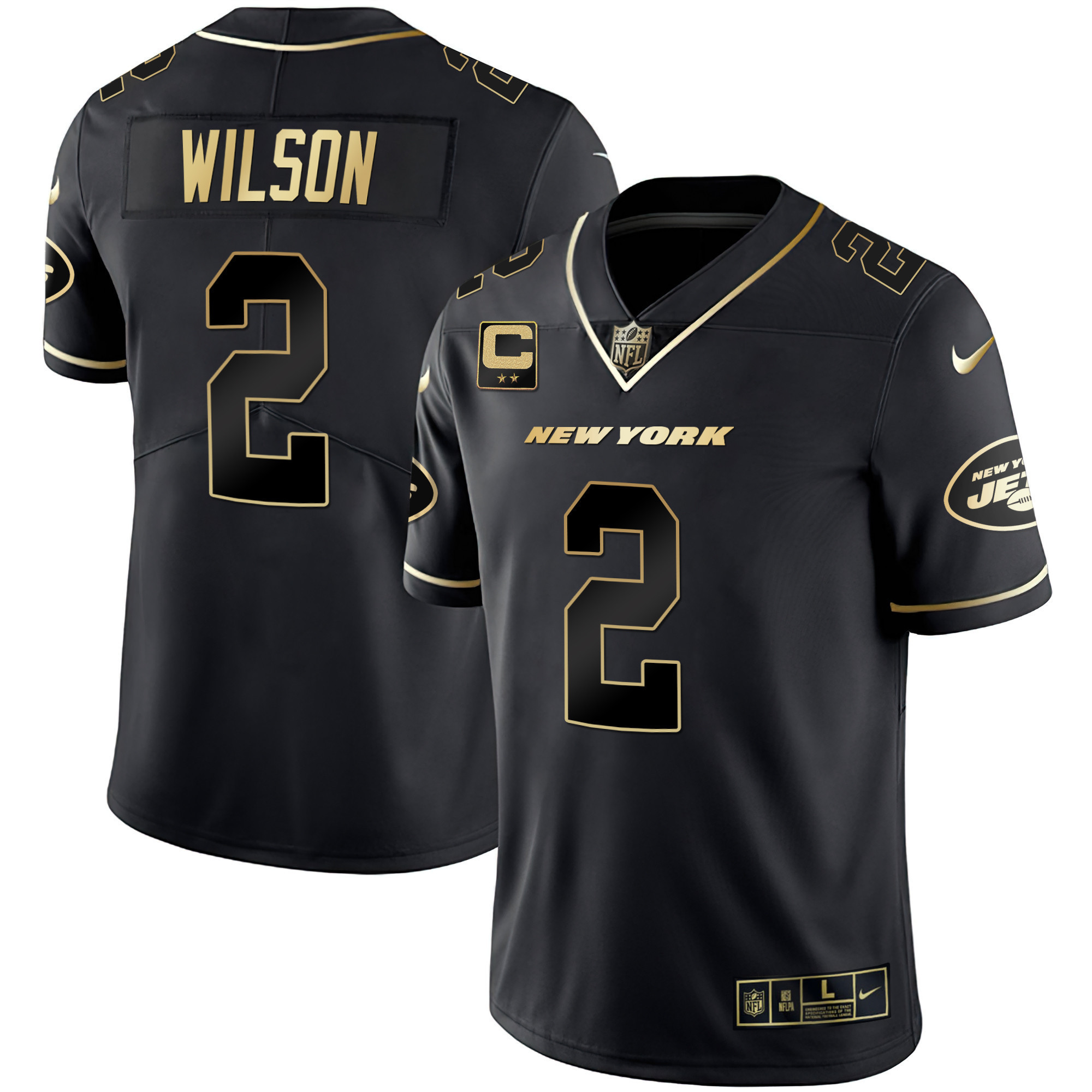 Zach Wilson Men's New York Jets Black Gold & White Gold Vapor Limited - All Stitched Black Gold Jersey - All Stitched