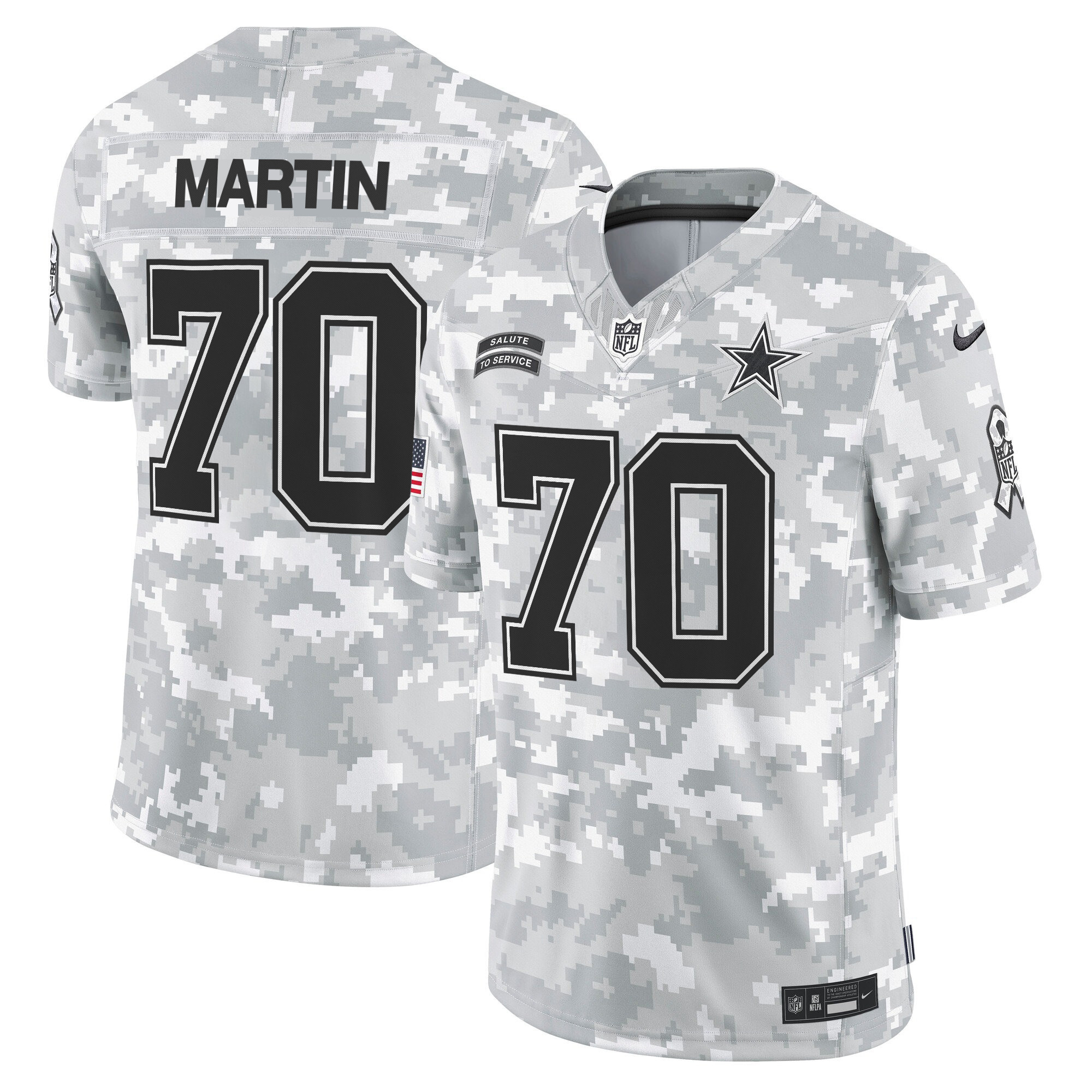 Zack Martin Men's Dallas Cowboys 2024 Salute to Service Vapor Limited Arctic Camo Jersey - All Stitched