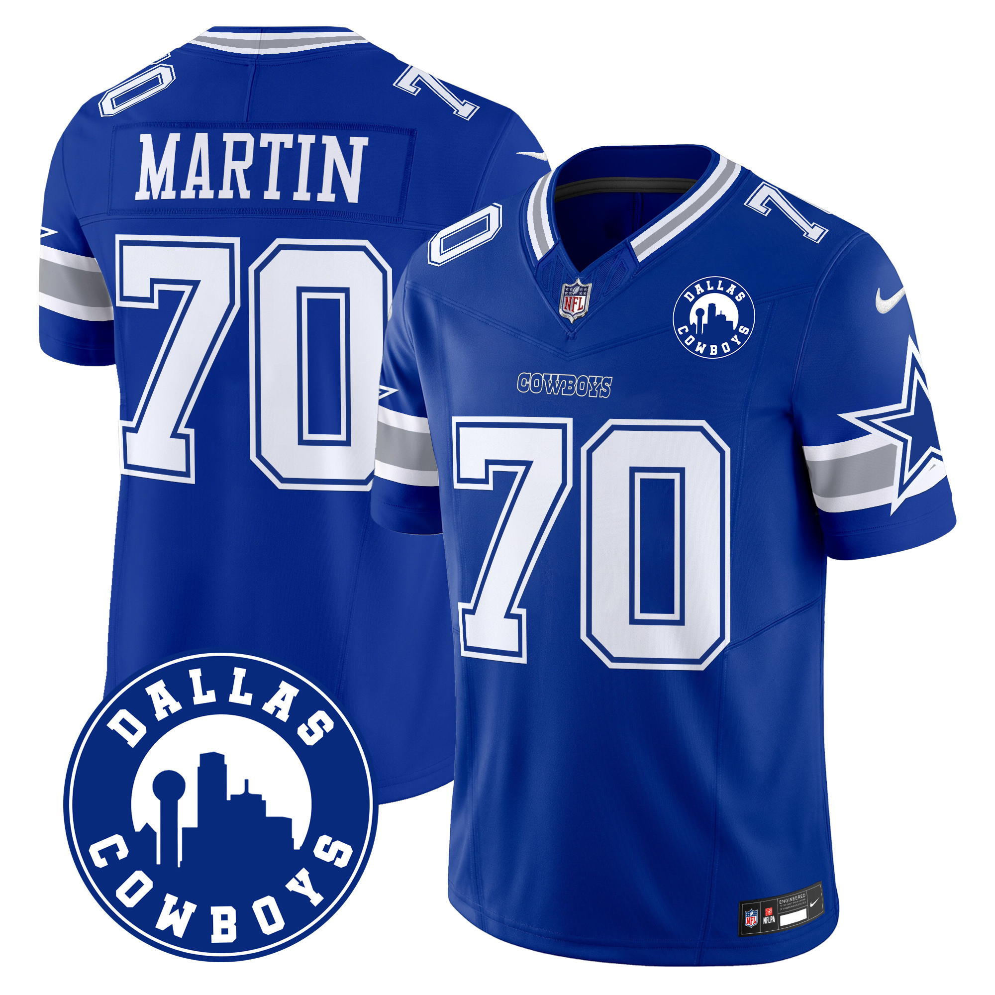 Zack Martin Men's Dallas Cowboys "Dallas City" Patch Vapor Limited Royal Jersey - All Stitched