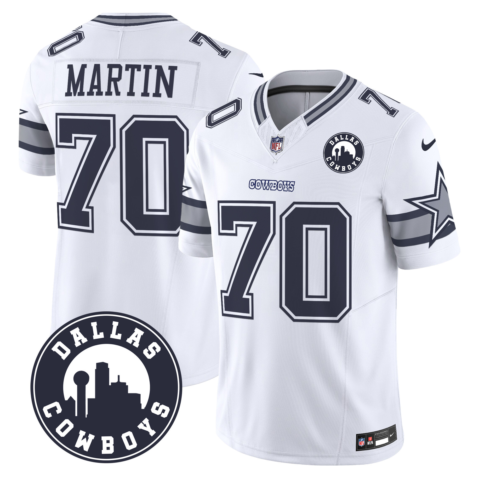 Zack Martin Men's Dallas Cowboys "Dallas City" Patch Vapor Limited White Jersey - All Stitched