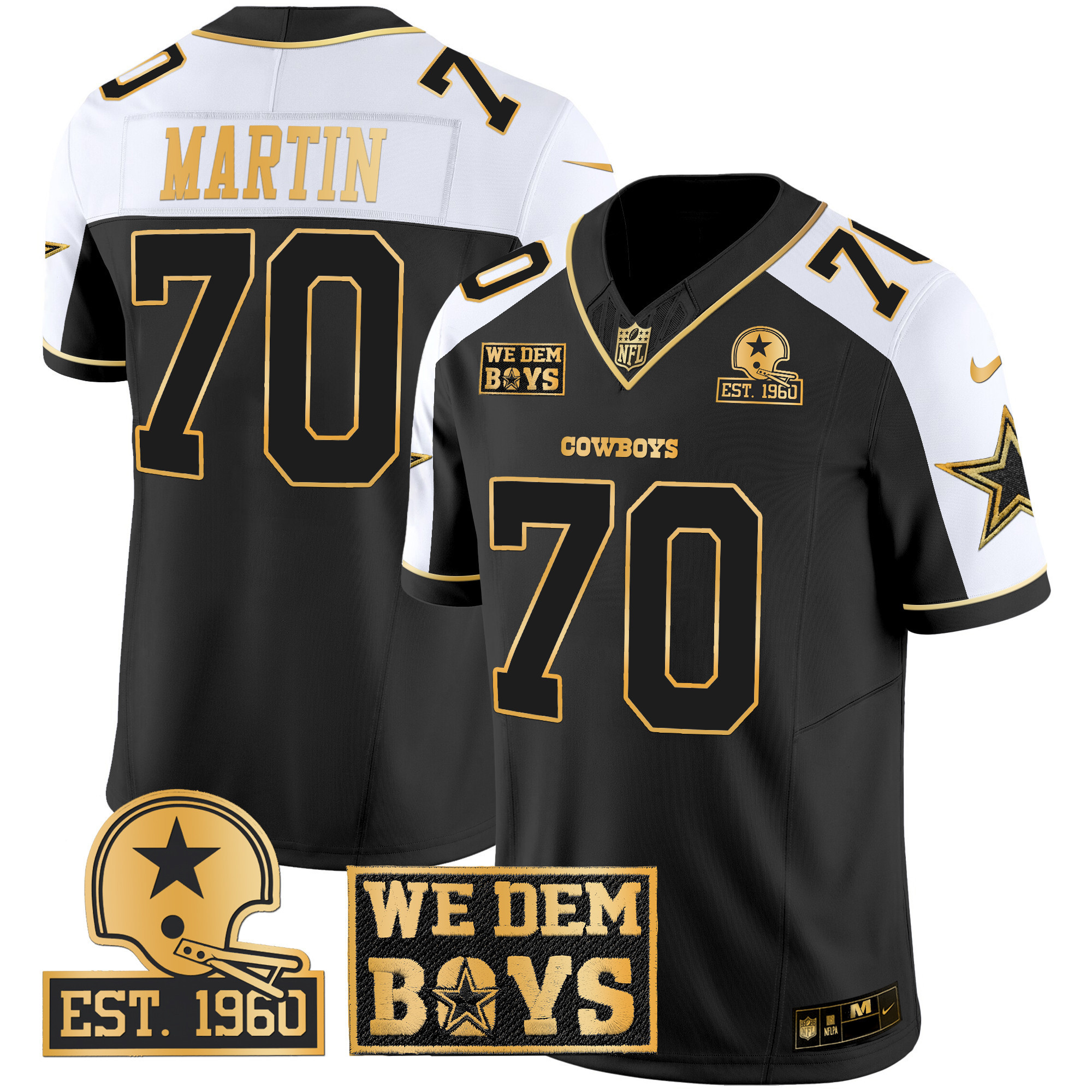 Zack Martin Men's Dallas Cowboys Est. 1960 & We Dem Boyz Patch Gold Vapor Limited Alternate Jersey - All Stitched