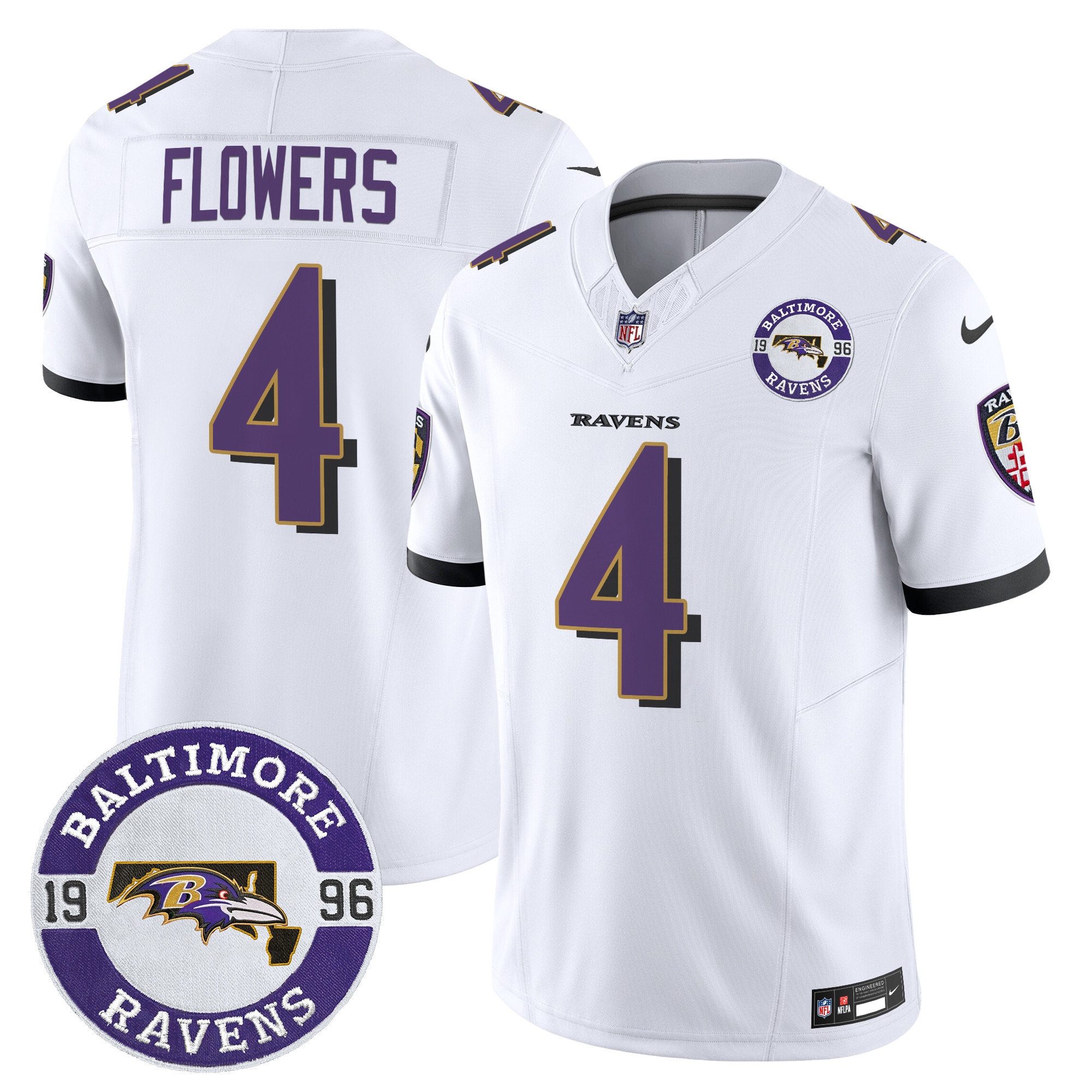 Zay Flowers Men's Baltimore Ravens 2024 Vapor Limited White Jersey - All Stitched