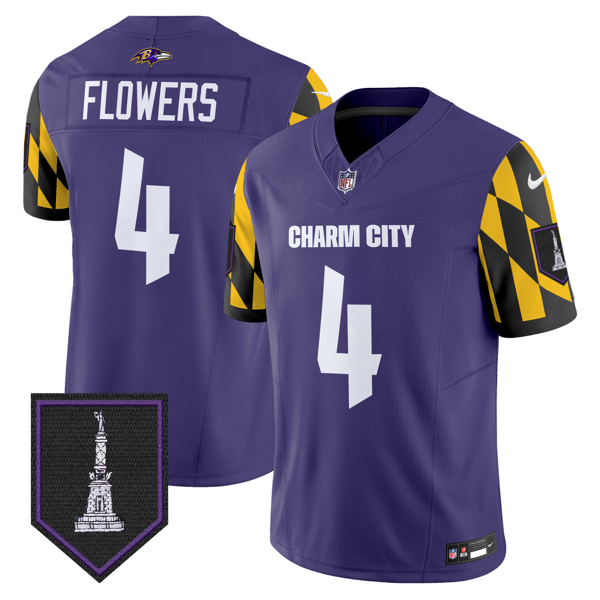 Zay Flowers Men's Baltimore Ravens City Edition Patch Vapor Limited Purple Jersey - All Stitched