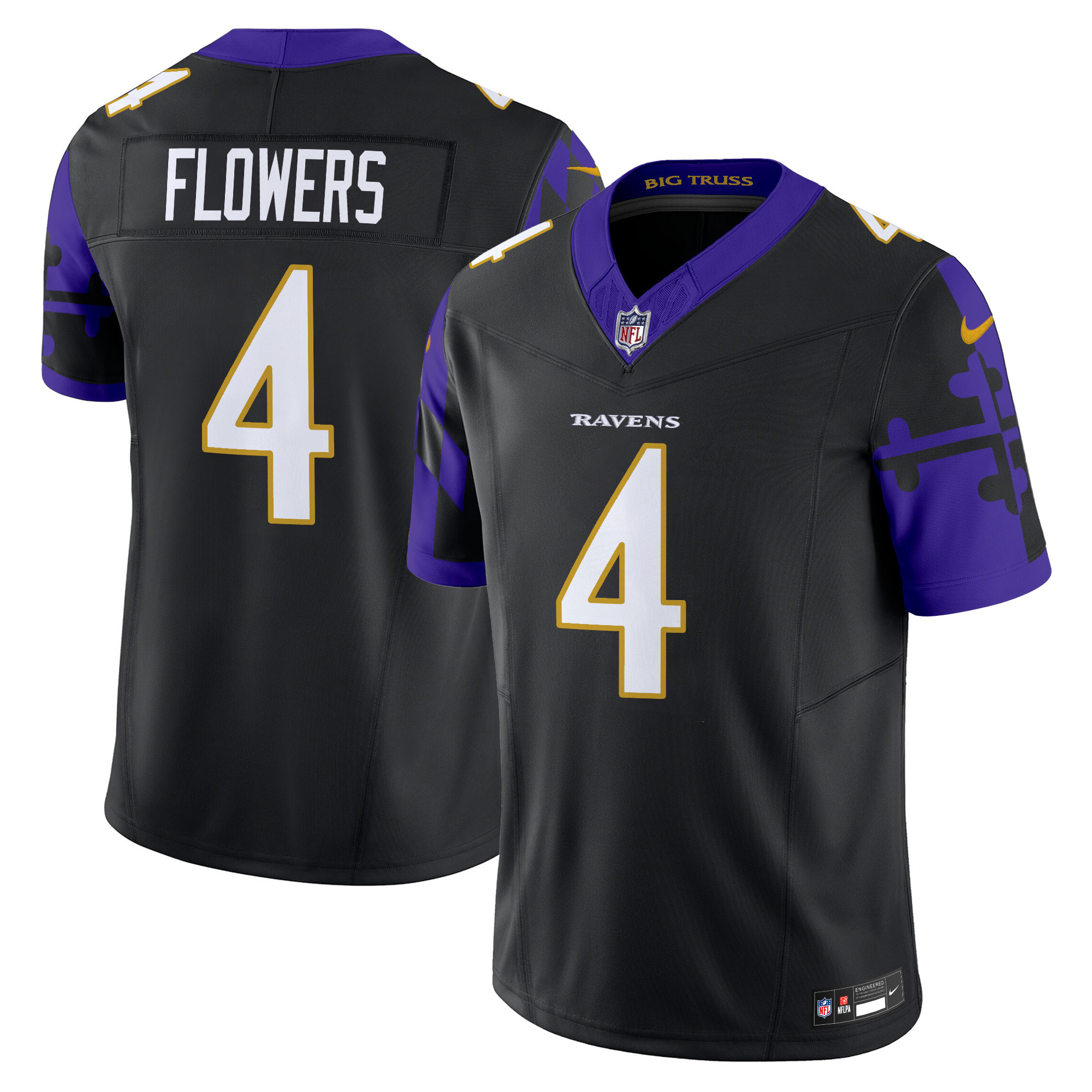 Zay Flowers Men's Baltimore Ravens Maryland Flag Vapor Limited Black Jersey - All Stitched