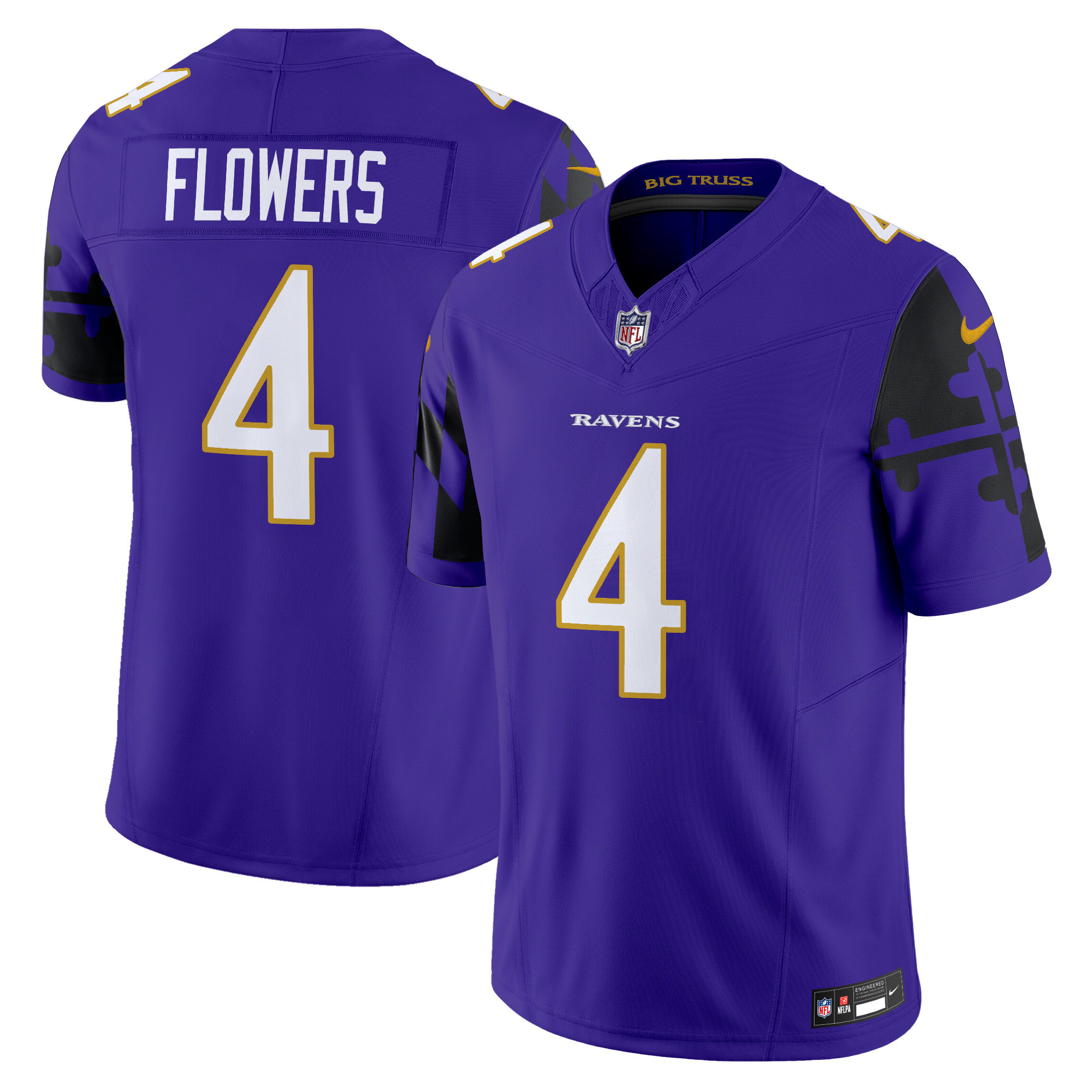 Zay Flowers Men's Baltimore Ravens Maryland Flag Vapor Limited Purple Jersey - All Stitched