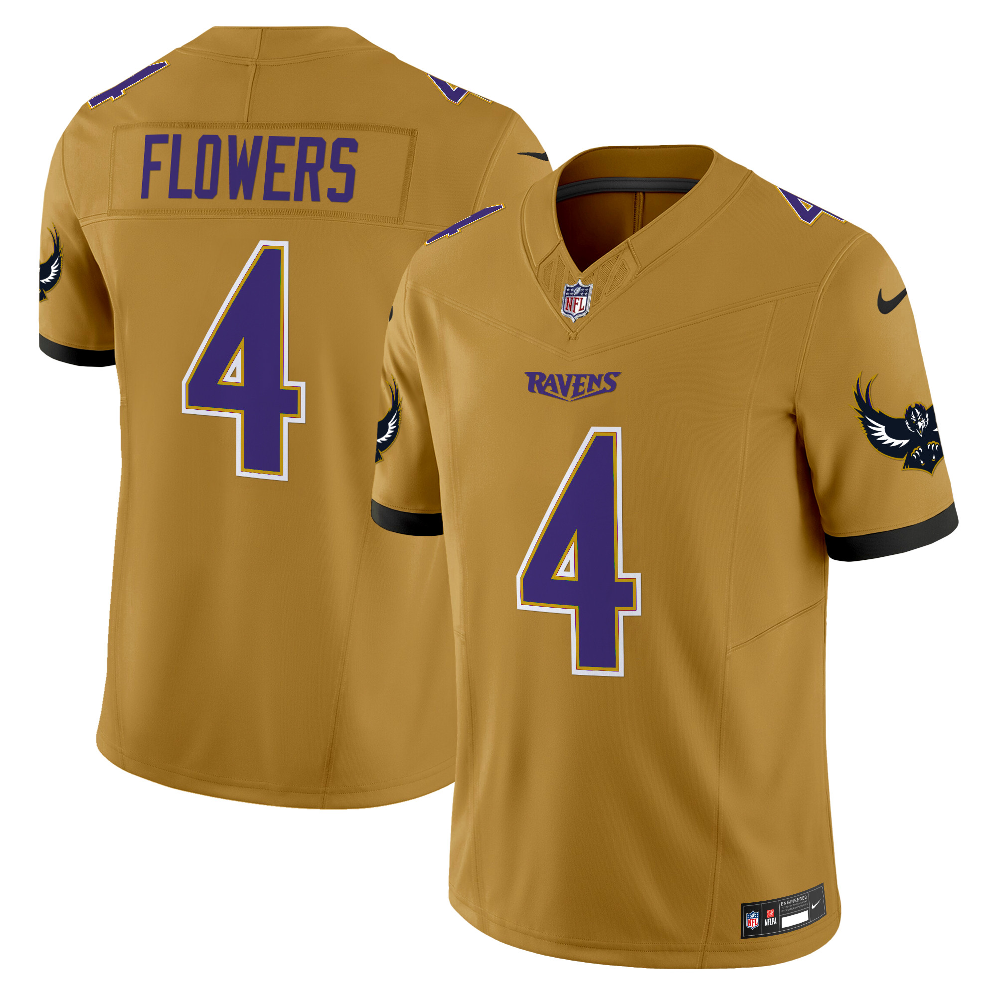 Zay Flowers Men's Baltimore Ravens Special Vapor Limited Gold Jersey - All Stitched