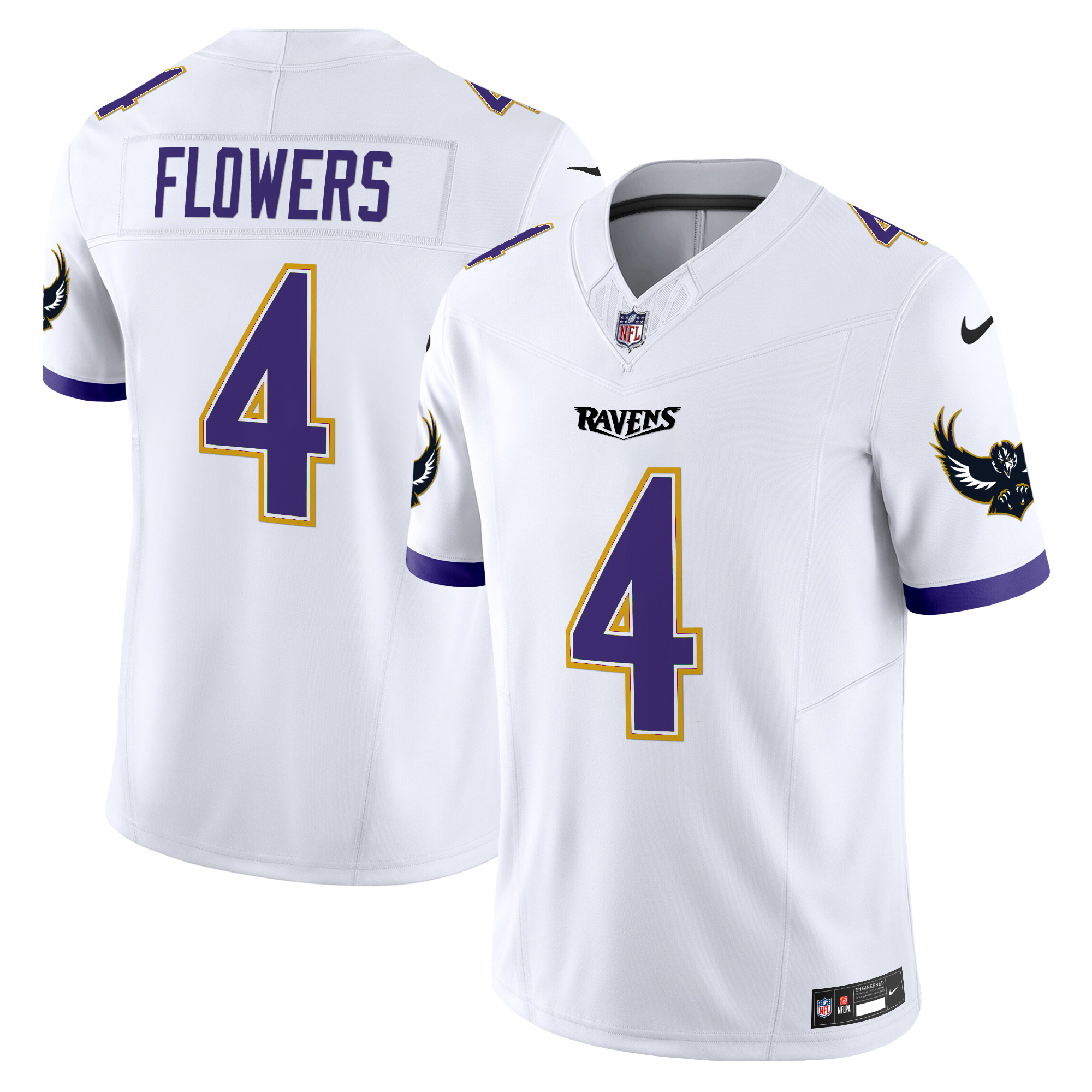 Zay Flowers Men's Baltimore Ravens Special Vapor Limited White Jersey - All Stitched