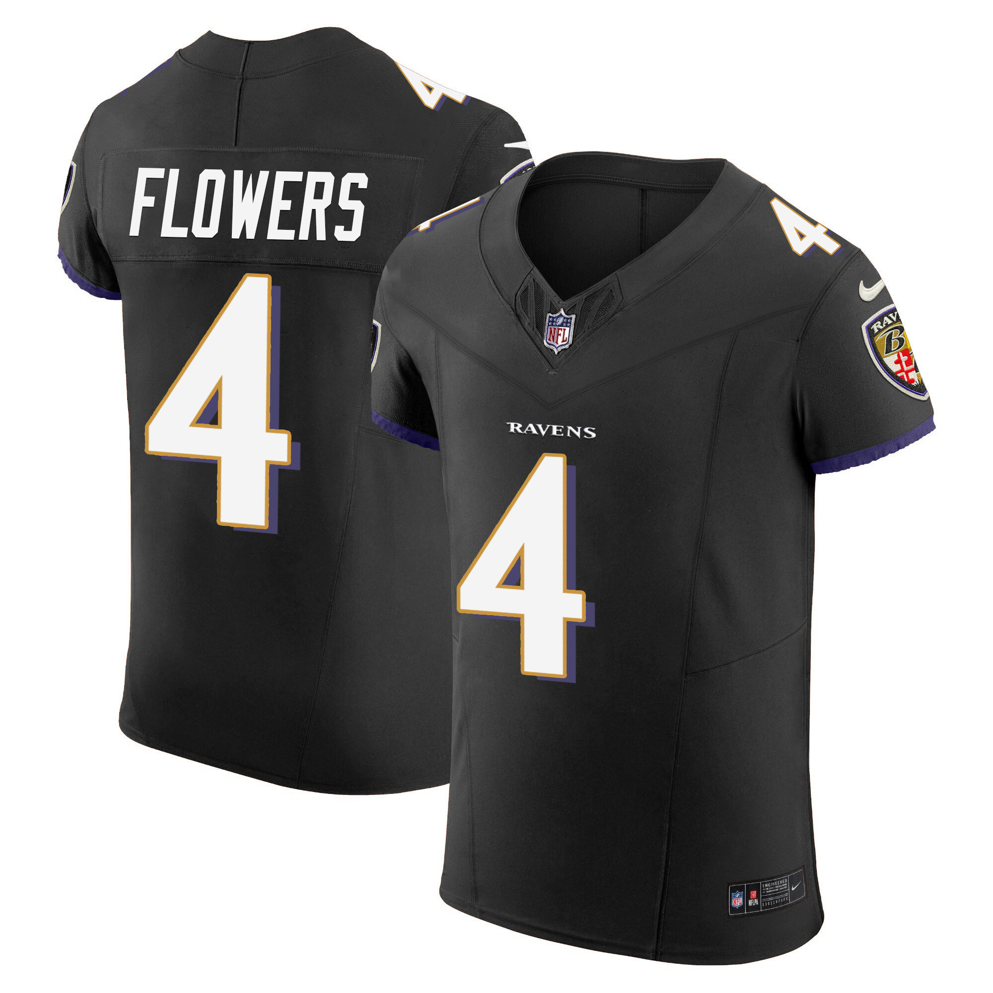 Zay Flowers Men's Baltimore Ravens Vapor Elite Black Jersey - All Stitched