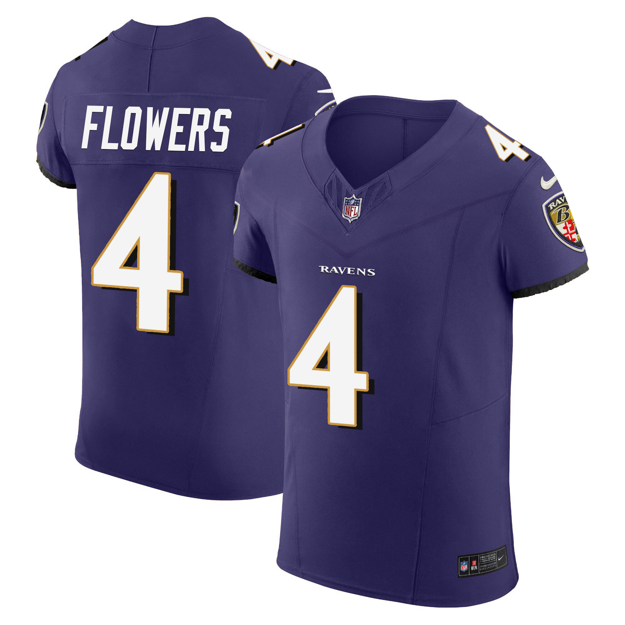 Zay Flowers Men's Baltimore Ravens Vapor Elite Purple Jersey - All Stitched