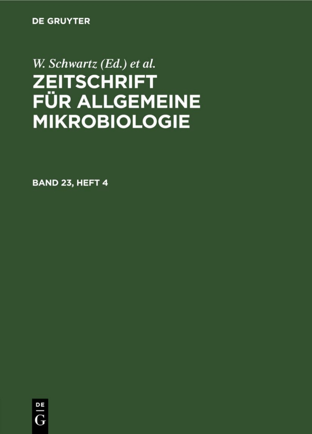 Zeitschrift fÃ¼r Allgemeine Mikrobiologie. Band 23, Heft 4 1st Edition â€“ PDF/EPUB Version Downloadable