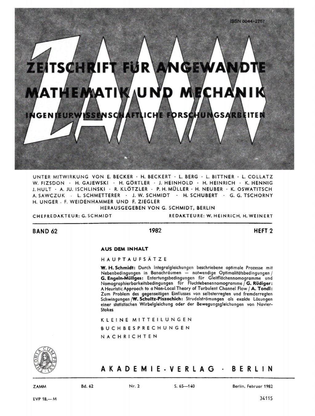 Zeitschrift fÃ¼r Angewandte Mathematik und Mechanik. Band 62, Heft 2 1st Edition â€“ PDF/EPUB Version Downloadable