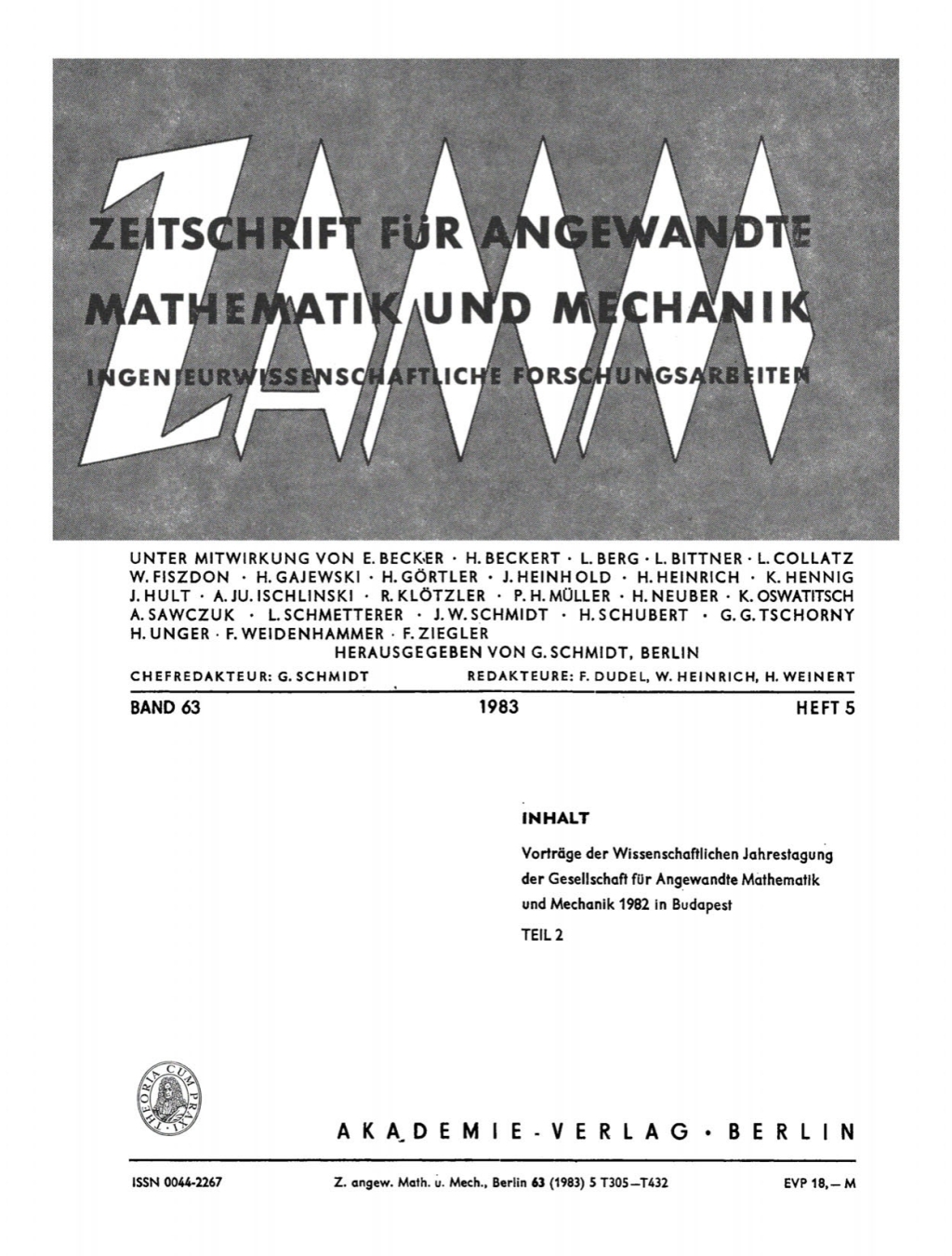 Zeitschrift fÃ¼r Angewandte Mathematik und Mechanik. Band 63, Heft 5 1st Edition â€“ PDF/EPUB Version Downloadable