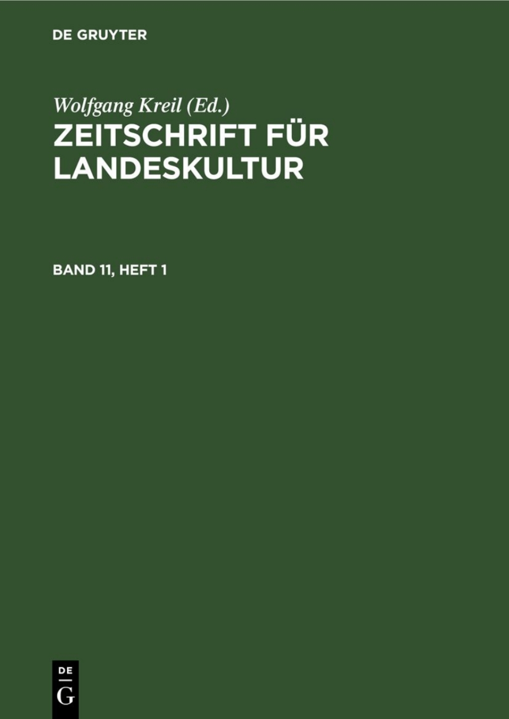 Zeitschrift fÃ¼r Landeskultur. Band 11, Heft 1 1st Edition â€“ PDF/EPUB Version Downloadable