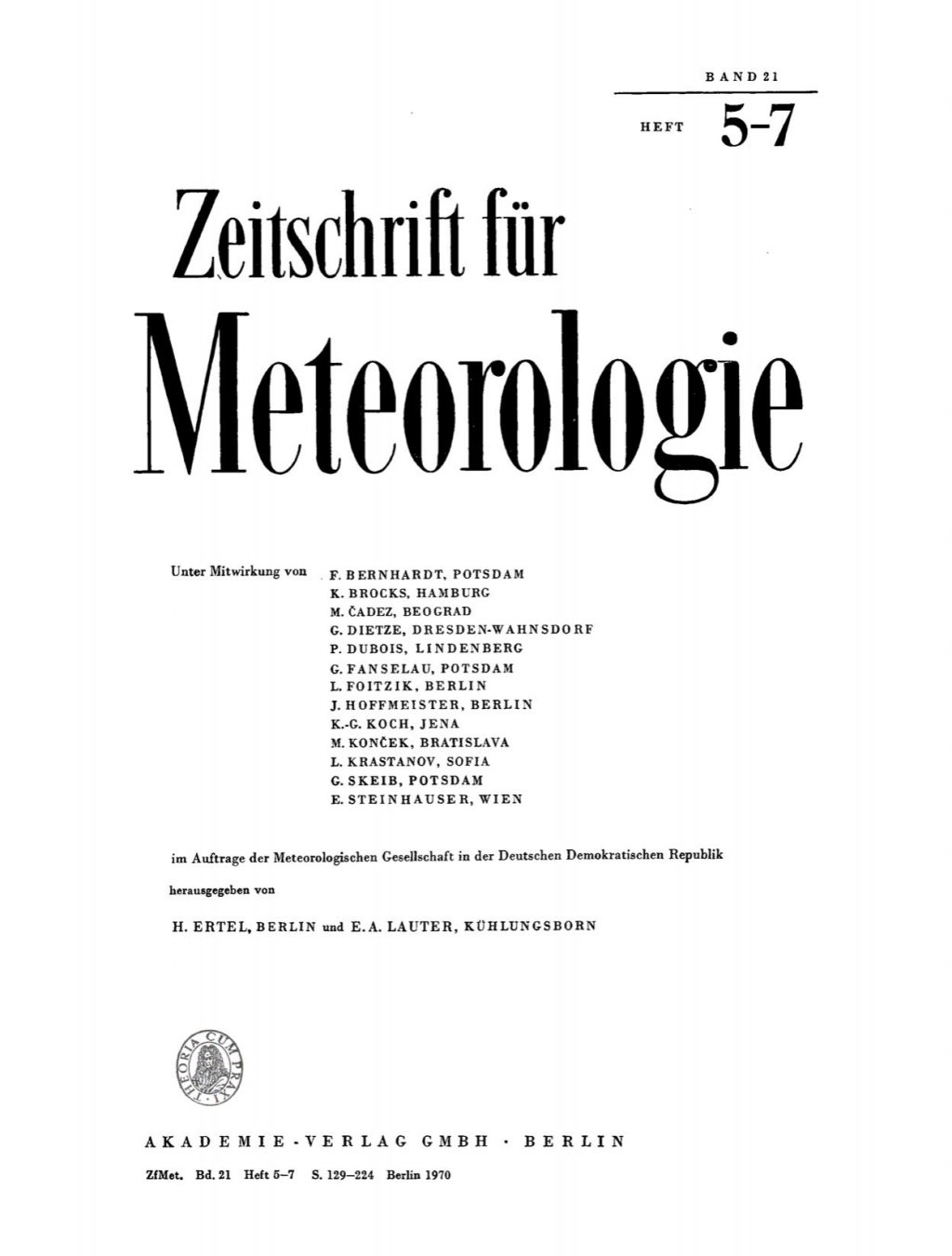 Zeitschrift fÃ¼r Meteorologie. Band 21, Heft 5-7 1st Edition â€“ PDF/EPUB Version Downloadable