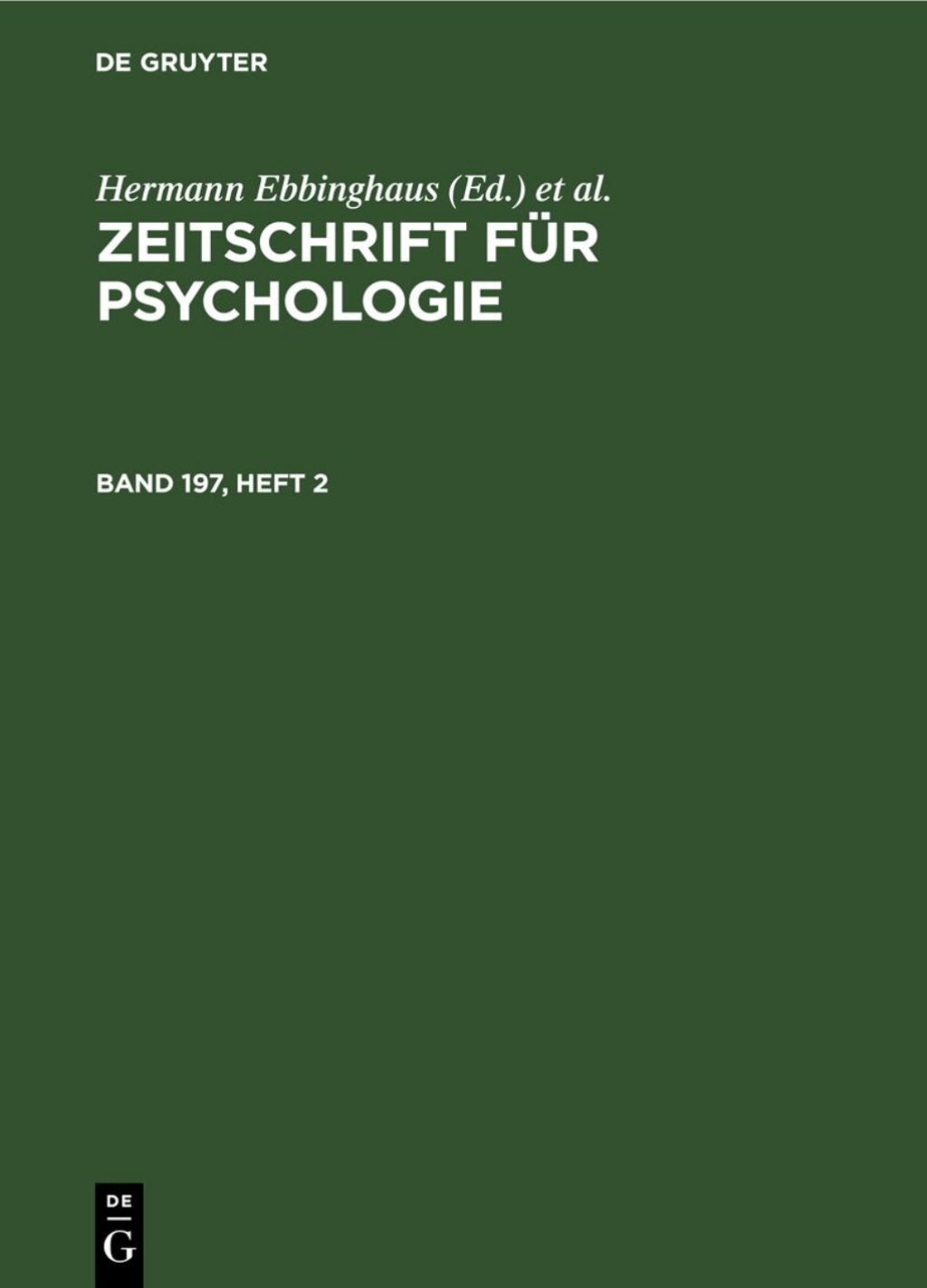 Zeitschrift fÃ¼r Psychologie. Band 197, Heft 2 1st Edition â€“ PDF/EPUB Version Downloadable