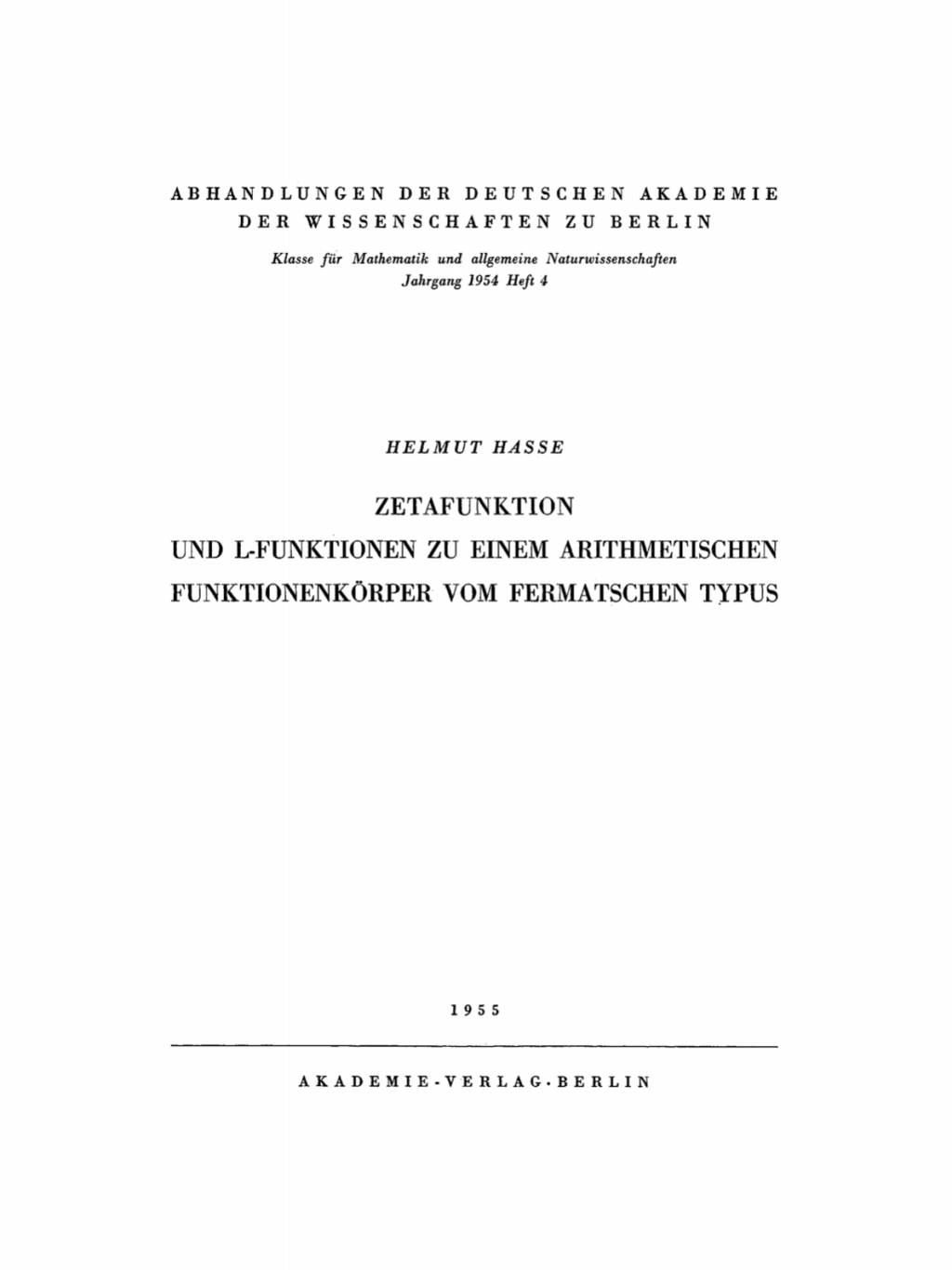Zetafunktion und L-Funktionen zu einem arithmetischen FunktionenkÃ¶rper vom Fermatschen Typus 1st Edition â€“ PDF/EPUB Version Downloadable