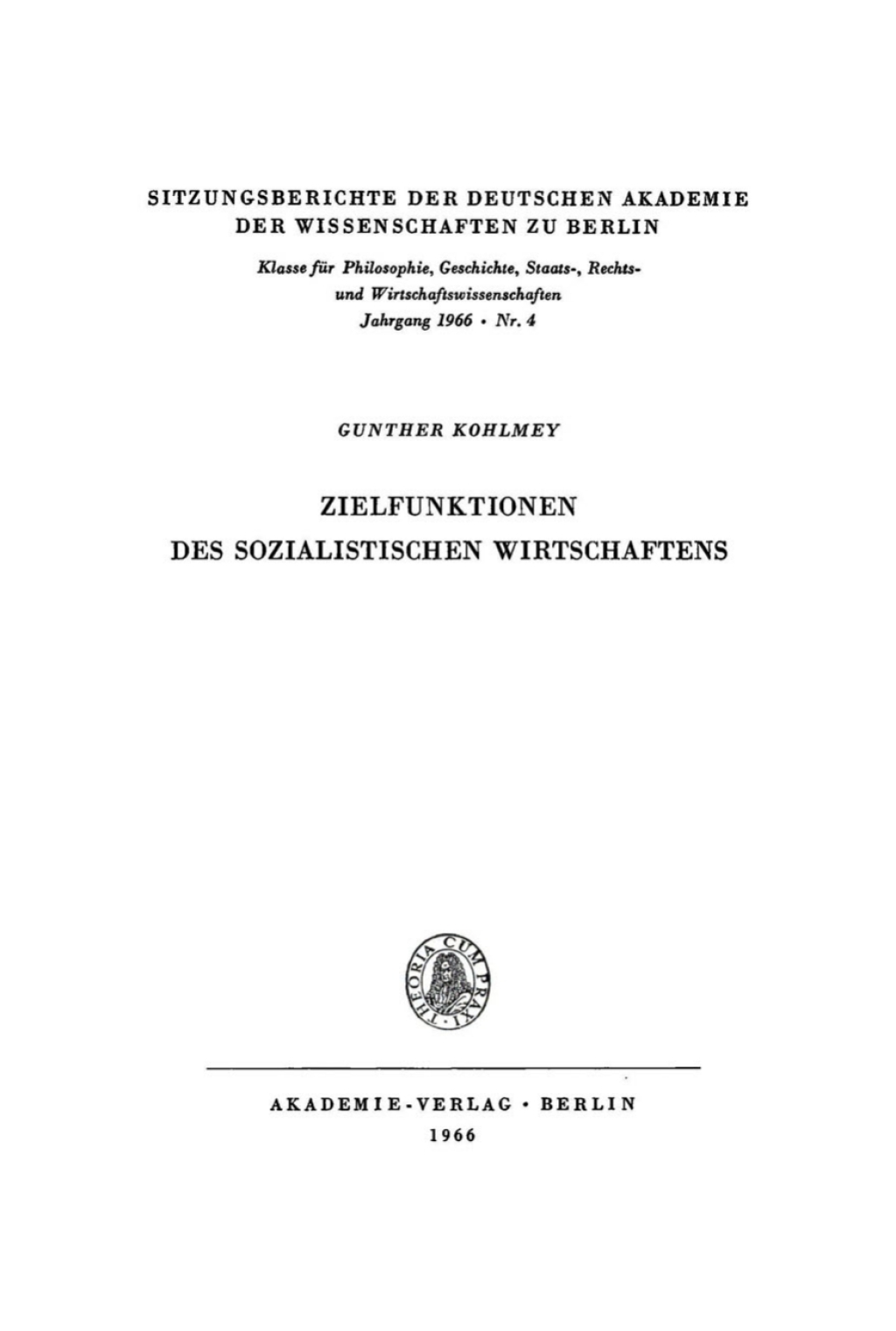 Zielfunktionen des sozialistischen Wirtschaftens 1st Edition â€“ PDF/EPUB Version Downloadable