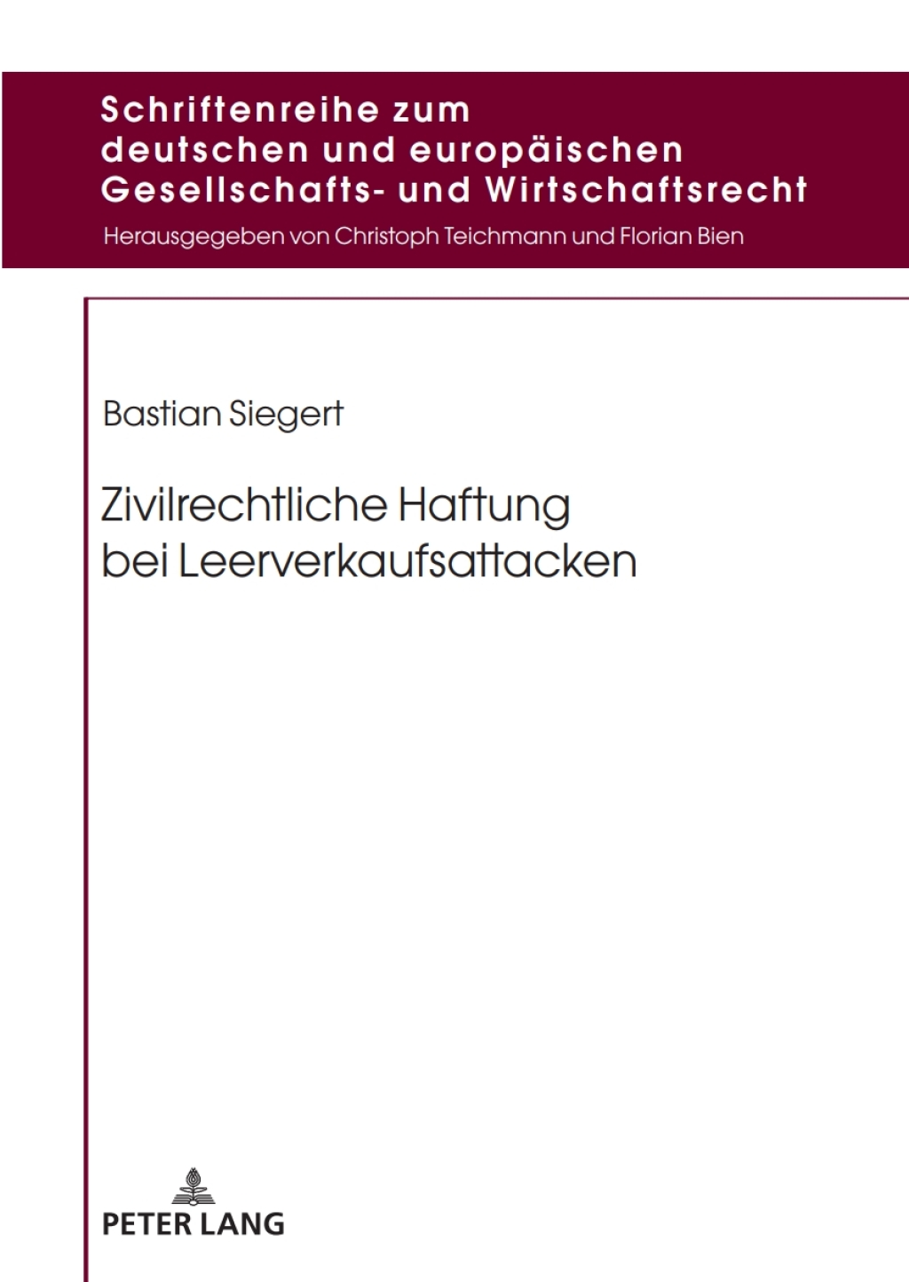 Zivilrechtliche Haftung bei Leerverkaufsattacken 1st Edition â€“ PDF/EPUB Version Downloadable