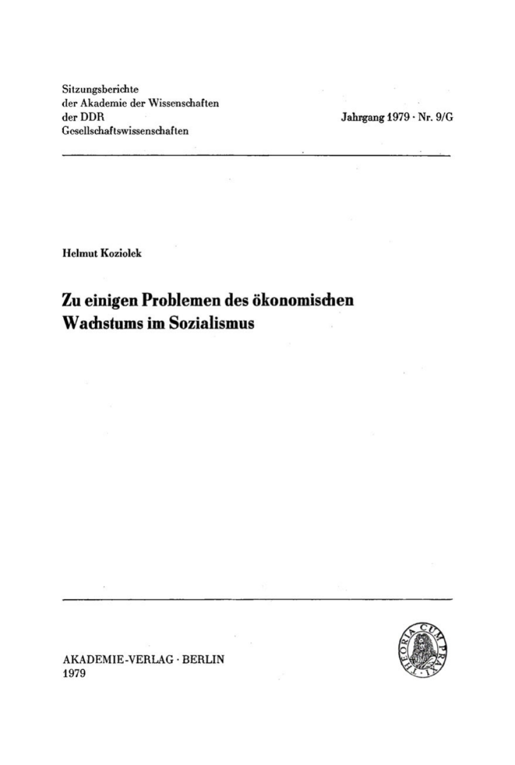 Zu einigen Problemen des Ã¶konomischen Wachstums im Sozialismus 1st Edition â€“ PDF/EPUB Version Downloadable